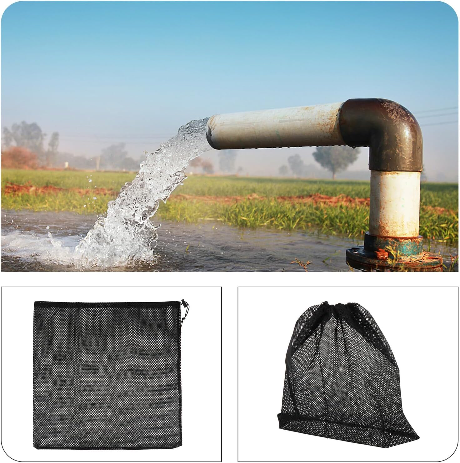 2Pcs Pump Filter Bags with Drawstring Mesh Pouch Clog-Resistant Water Pump Barrier for Fish Tank Aquarium Protection image number 5