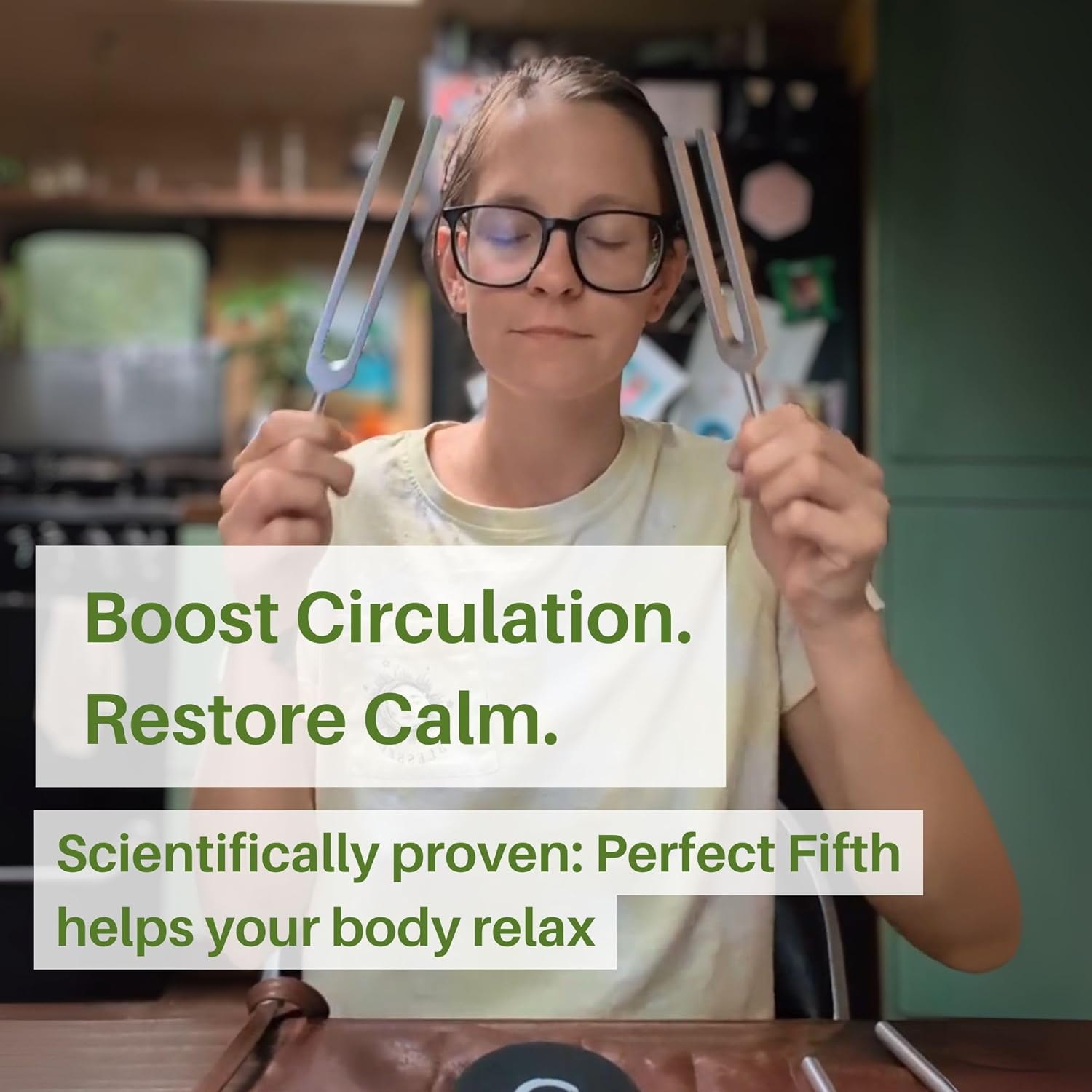 Resonance Tuning Forks for Healing Set - Weighted & Unweighted Tuning Fork Set Including 128Hz, 136Hz, 256Hz, 384Hz & Hockey Puck Activator - Chakra Sound Therapy Instruments in a Vegan Leather Pouch image number 5