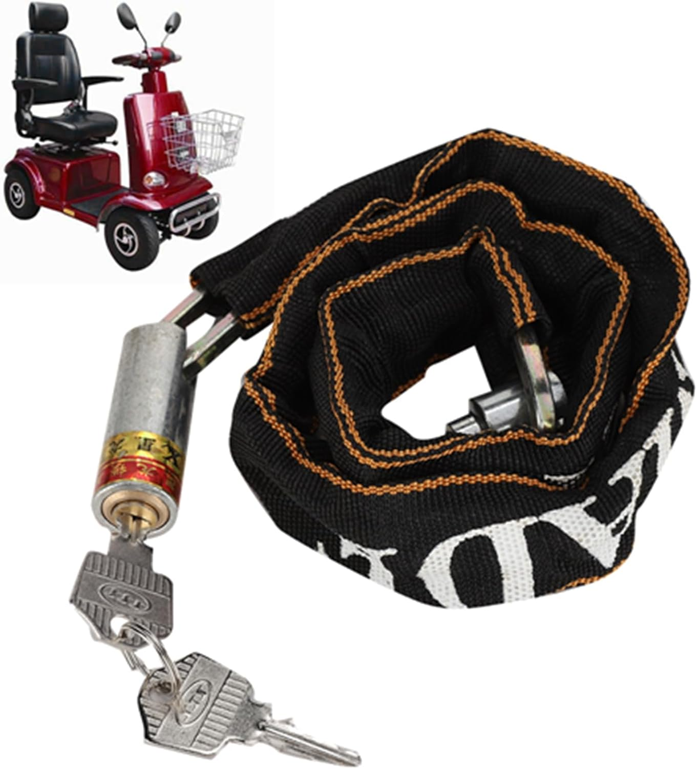 Mobility Scooter Accessories, 80Cm/31.5In Electric Scooter Lock, Bike Chain Lock with 2 Keys, Chain and Padlock for Motorcycle image number 4