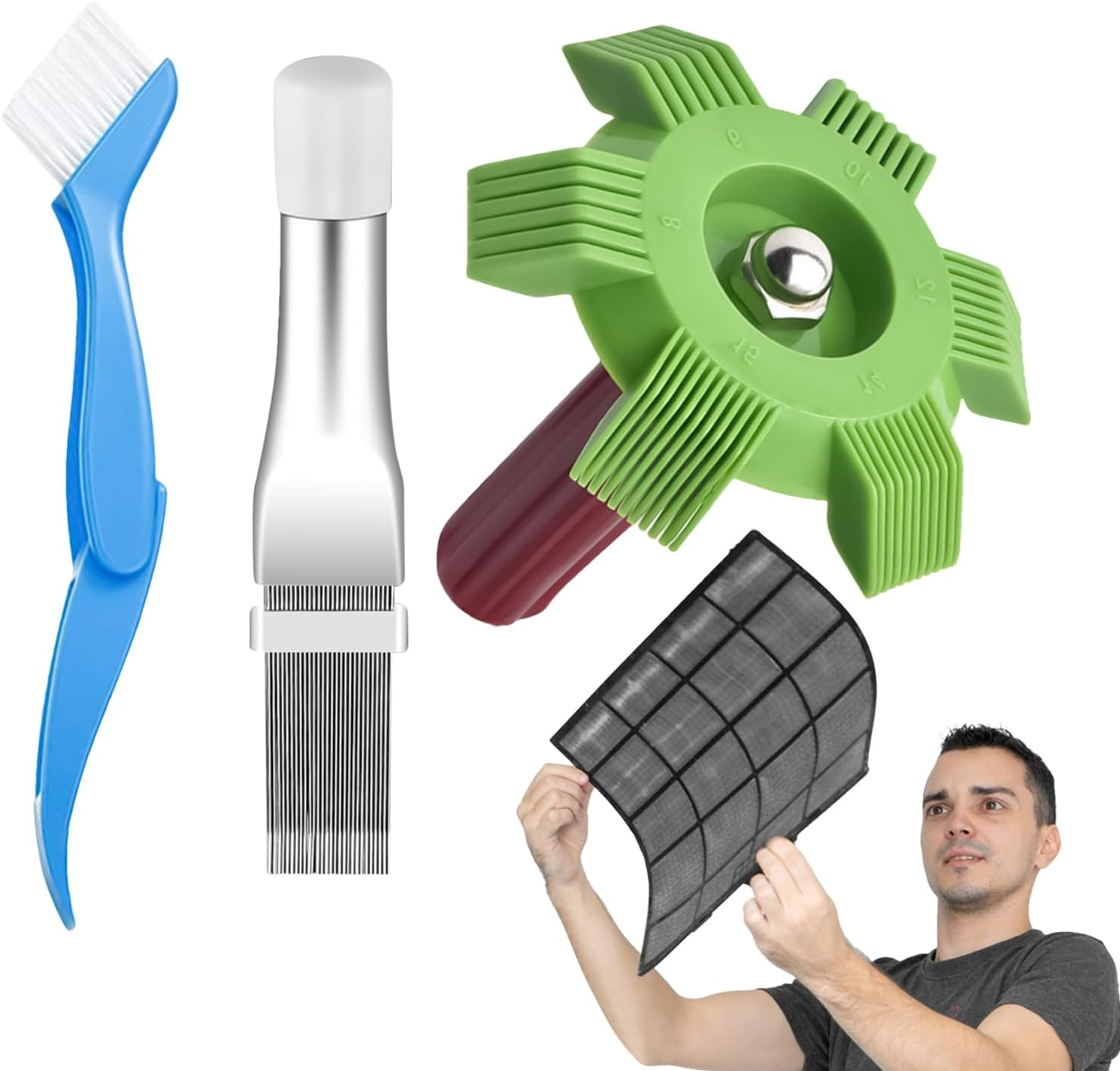 Rronnoy Radiator Comb - Air Conditioner Fin Cleaner Set,Cleaning Whisk Brush Household Accessories AC Evaporator for Bedroom Adults Professionals Garage Home Workshop Outdoor image number 3