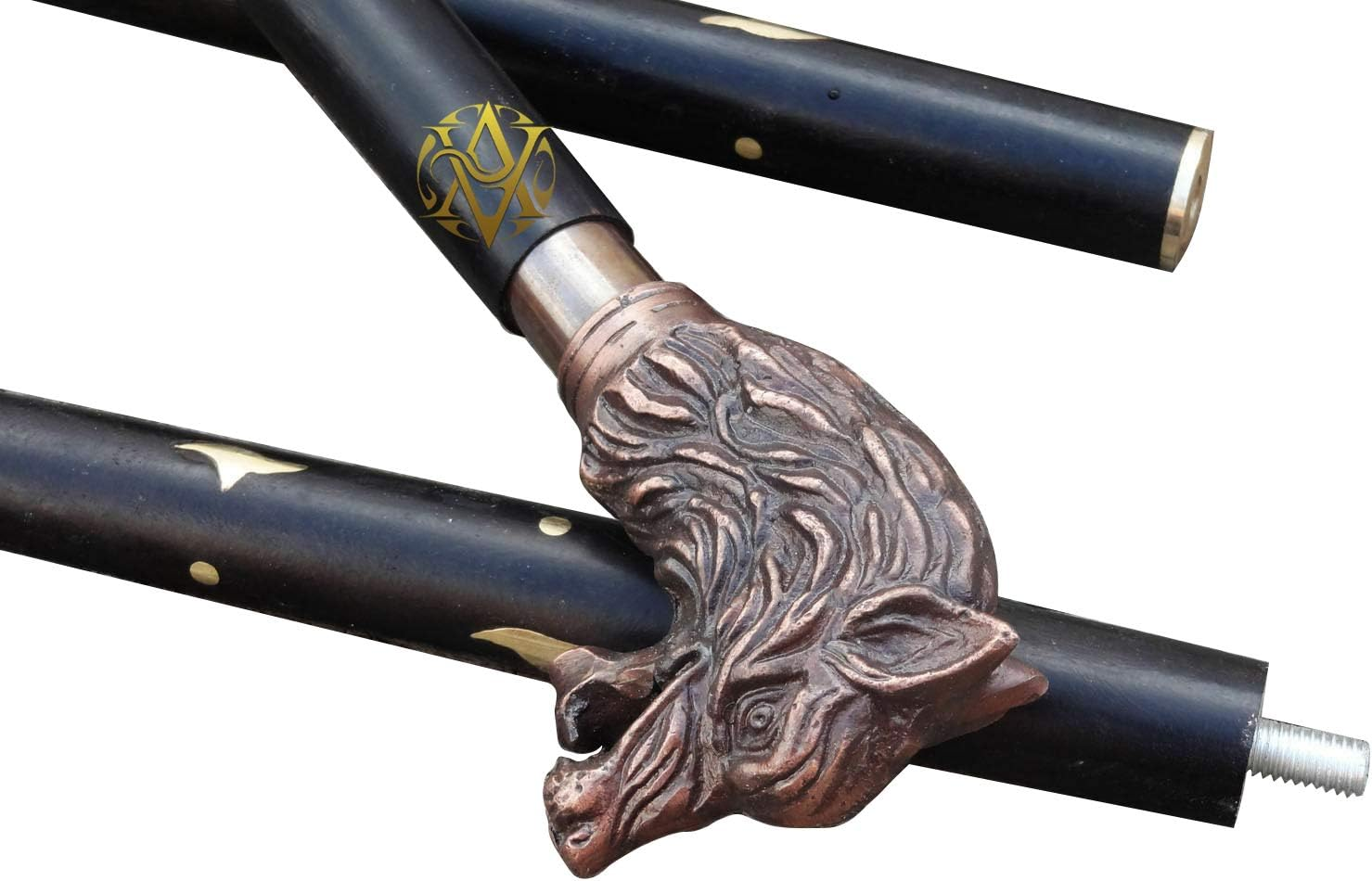 Brass Handle Victorian Telescope Foldable Wooden Walking Stick Cane Ideal Vintage Gift Men Women Father/Mother image number 3