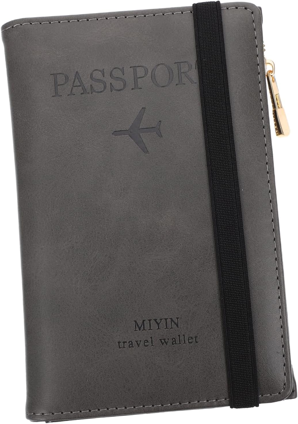 LIFKOME Travel Passport Protector Pu Passport Cover RFID Blocking Cardholder with Name Tag Organizer Short Style for Business and Leisure Use in Navy Blue