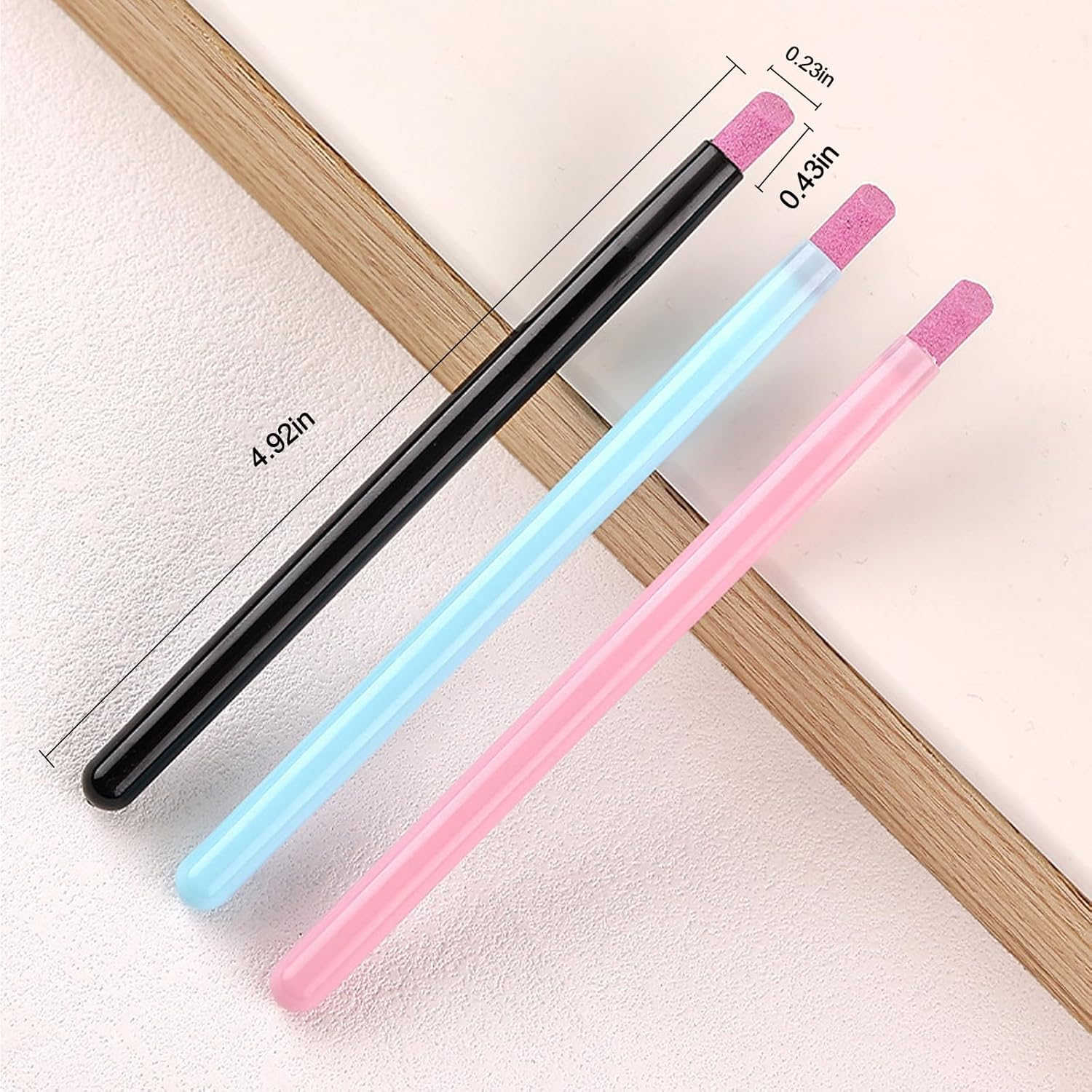 JERCLITY 6 Pieces Quartz Stone Nail File Cuticle Pusher Pen Peeling Dead Skin Cuticle Remover Pen Nail Buffer Pen for Nail Art image number 2