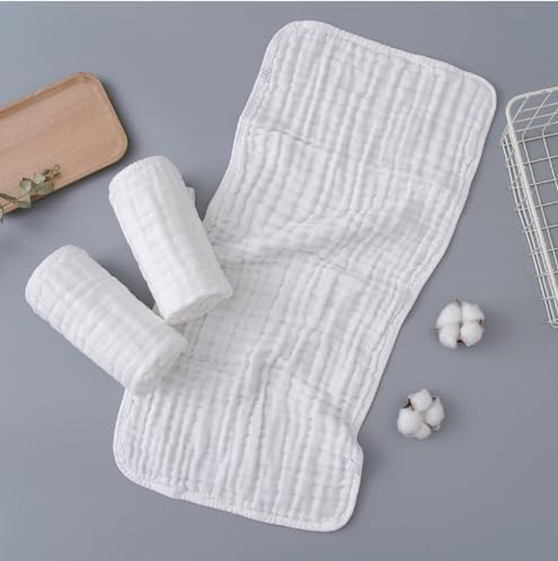 Cute Castle 6 Pack Muslin Burp Cloths for Baby - Ultra-Soft 100% Cotton Baby Washcloths - Large 20'' by 10'' Super Absorbent Milk Spit up Rags - Burpy Cloths for Unisex, Boy, Girl - White (6) image number 5