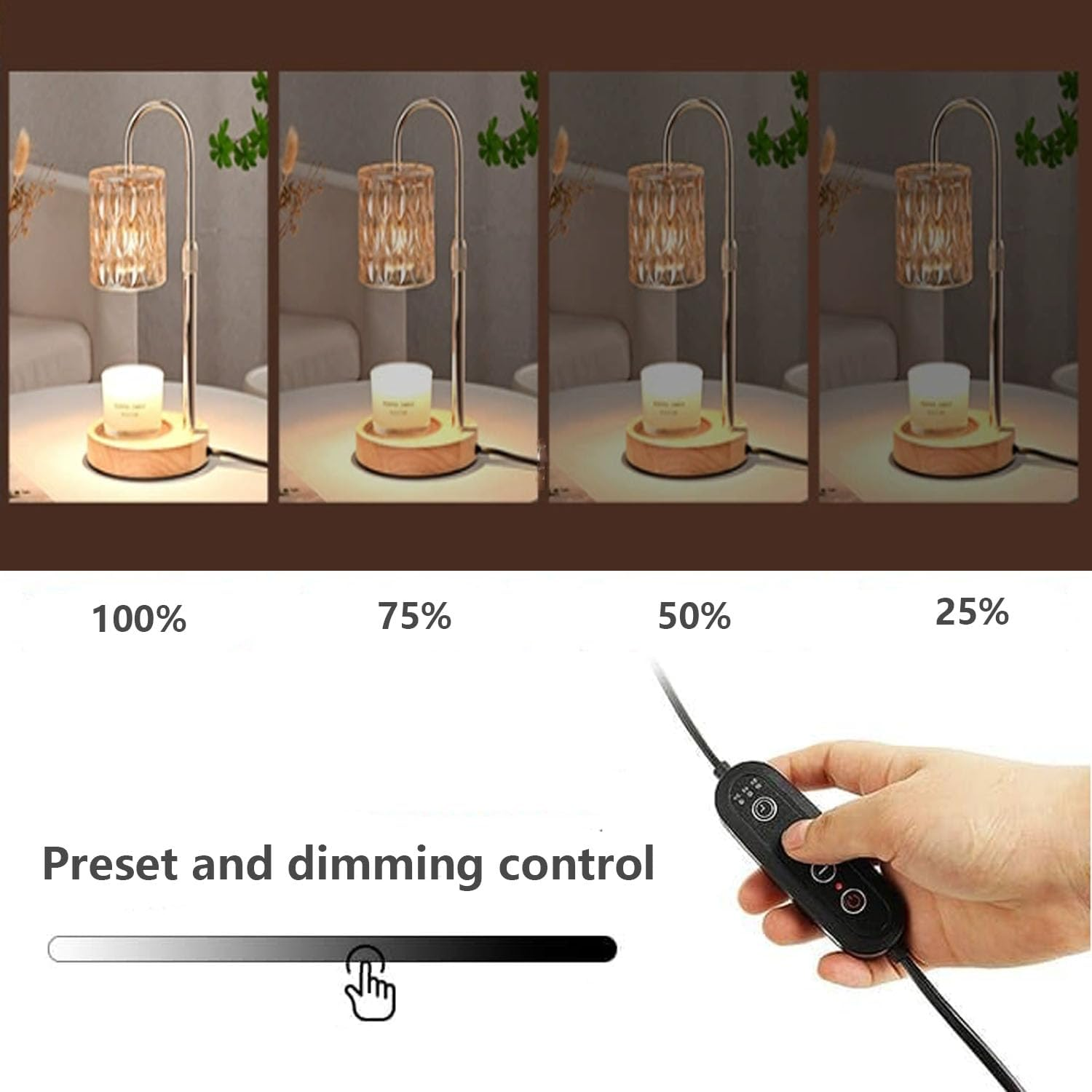 Dimmable Candle Warmer Lamp with Timer, Height Adjustable Electric Wax Warmer for Home Decoration with Top down Light Heat Melting for Any Size Jar Candles image number 2