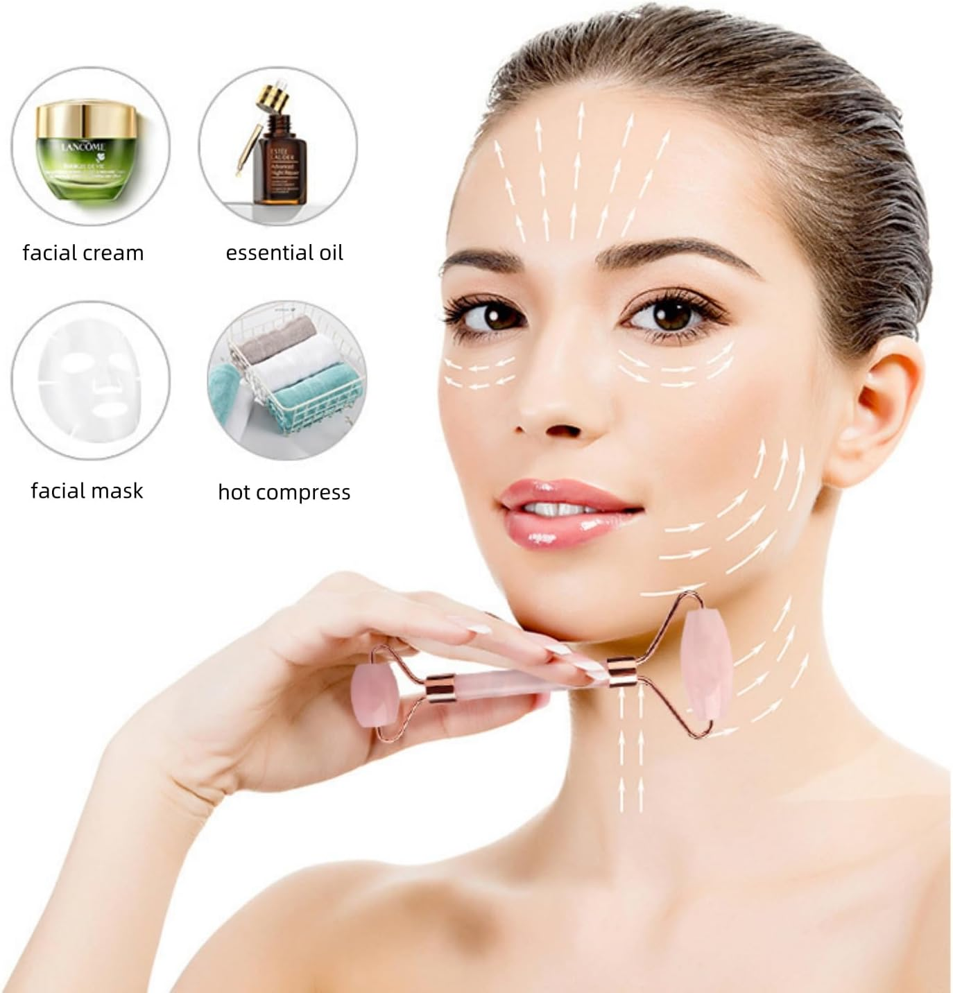 Jade Roller & Gua Sha Facial Tools, 2 Pack Guasha Tool, Massage Tool for Face and Body Treatment, Relieve Tensions and Reduce Puffiness, Skin Care Tools for Men Women (Pink) image number 3