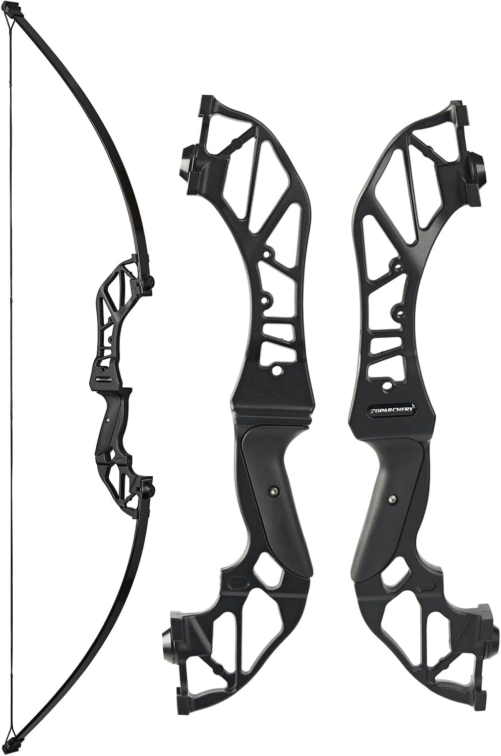 TOPARCHERY Archery Takedown Recurve Bow Hunting Long Bow Alloy Riser - Right Hand Black - Draw Weight 30Lbs 40Lbs - with Arrow Sight, Arrow Brush image number 1