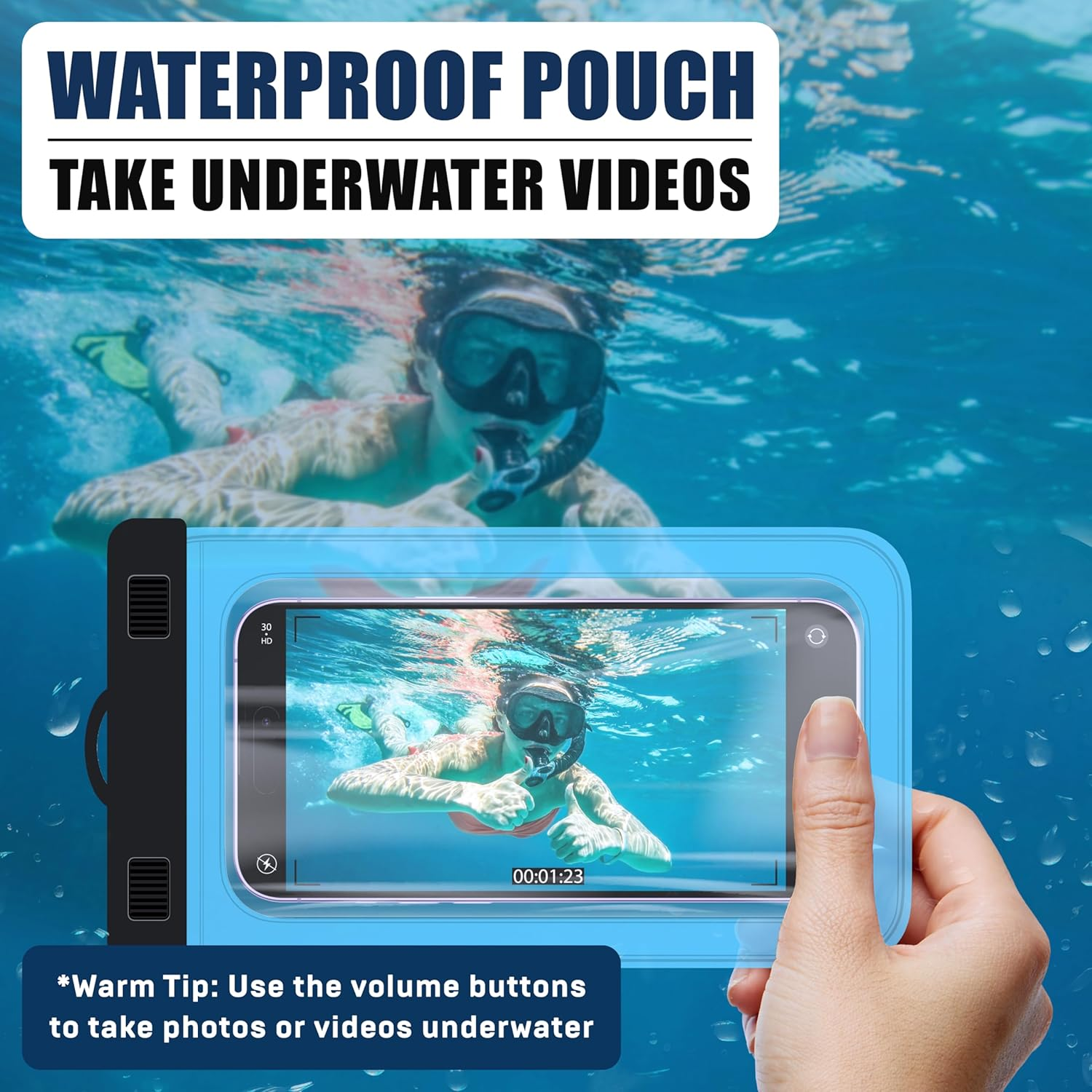 Cruise Lanyards Waterproof Cell Phone Pouch Dry Case with Touch Screen [2 Pack] Blue image number 5