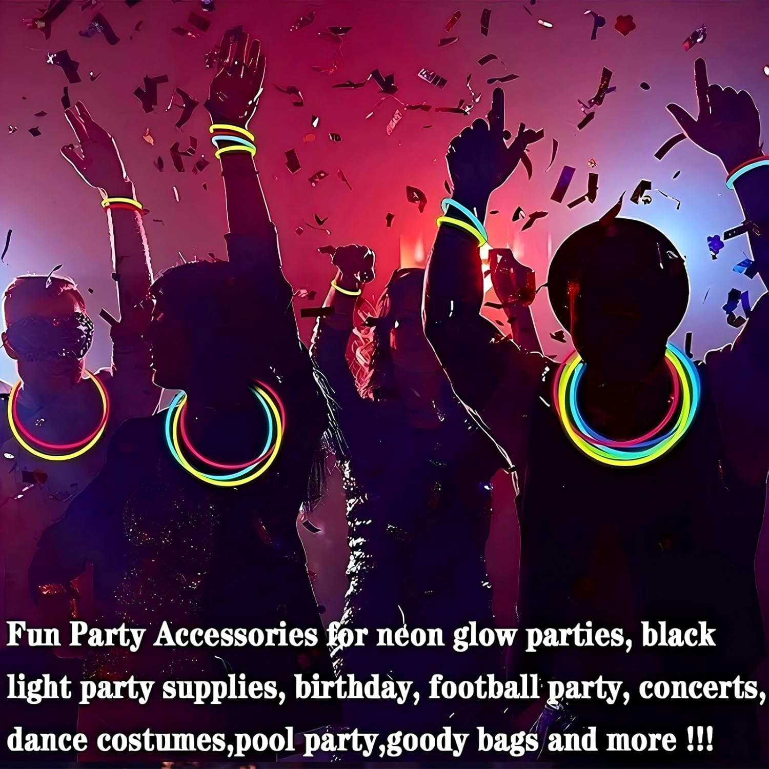 100 Pcs Glow Sticks Bulk 8" Glowsticks, 100Pcs Glow Sticks with 100Pcs Connectors Create Glow in the Dark Party Favors Kids, Easter, Christmas, Halloween Party Supplies Pack, Football Party Supplies image number 3
