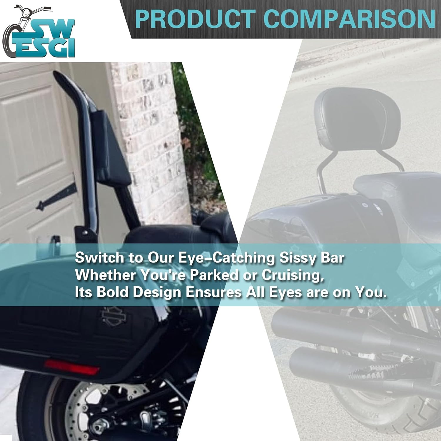 Detachable Quick Release 26&rdquo; Sissy Bar Passenger Backrest with Docking Fit for Harley Softail Models Lowrider S ST FXLR FXRST FXLRS FXLRST Sport Glide FLSB Dyna Black 2018-2025 (BLACK) image number 2