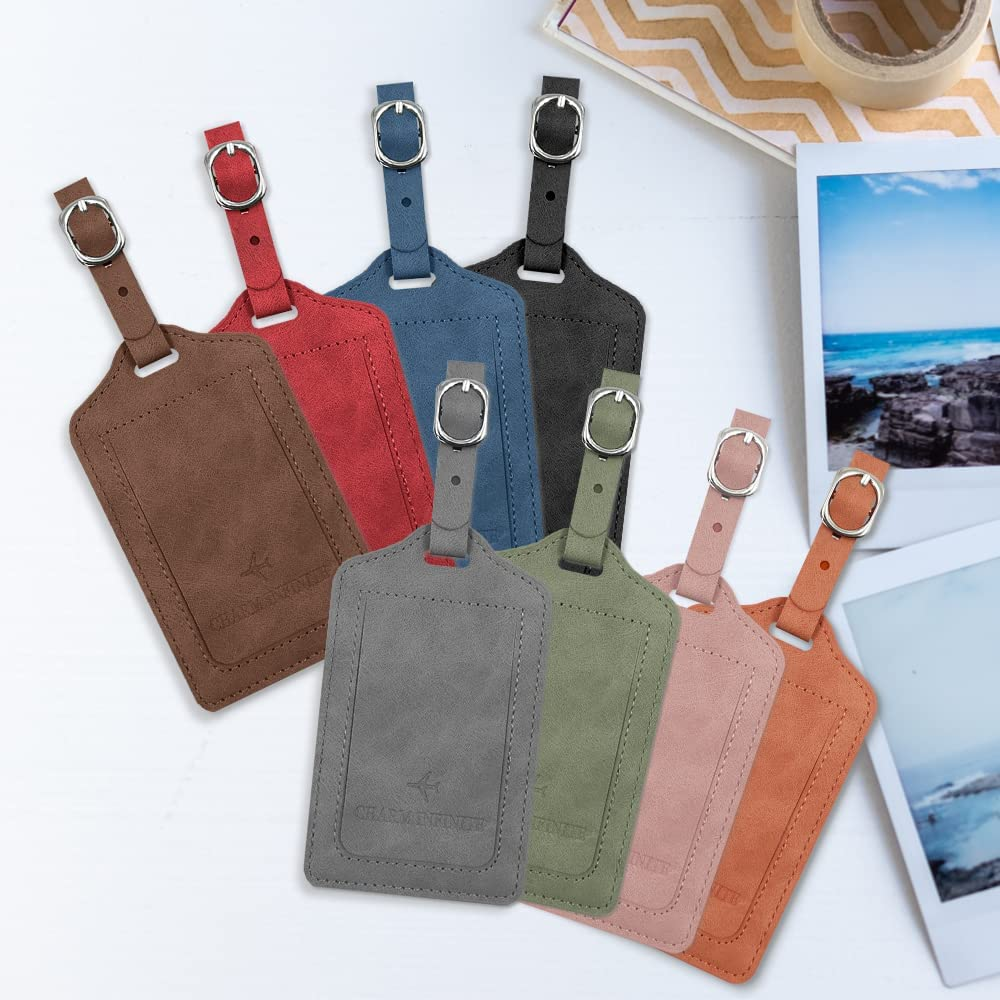 Leather Luggage Tags with Flap & Strap, Name ID Card for Luggage Suitcase, Sturdy Travel Bag Tags Identifier, Baggage Labels Personalized for Women Men, Cruise Ships (Green) image number 6