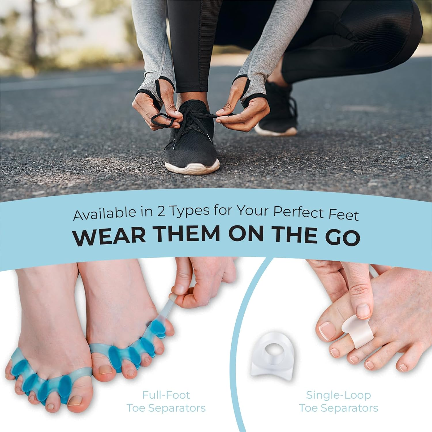 (4 Pieces in Two Types) Toe Separators & Toe Spacers for Feet Men and Women, Fast Pain Relief from Hammer Toe & Bunions, Medical Grade Gel Hammer Toe Corrector Straightener for Walking & Yoga image number 4