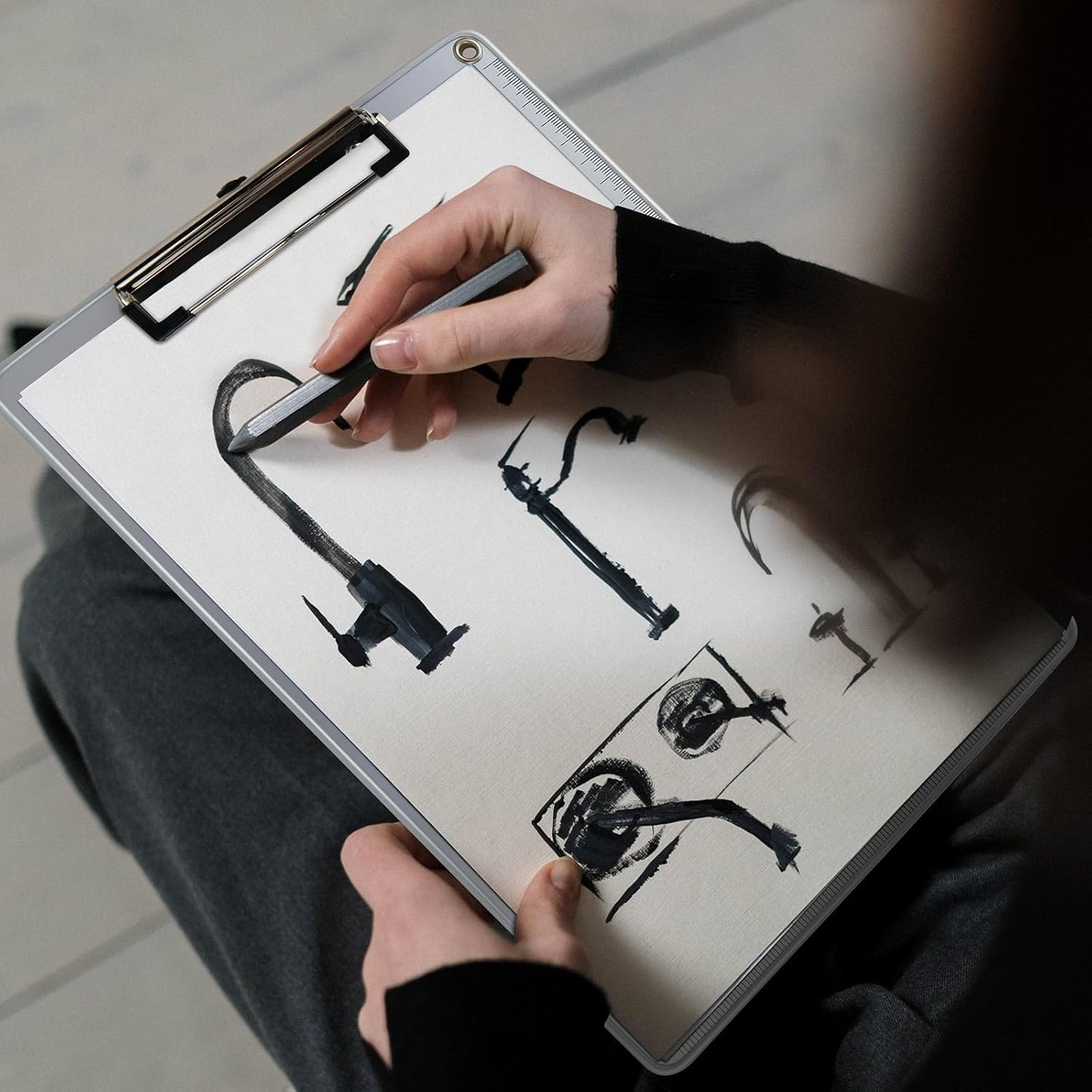 Sekonow Clipboards - 4 Pack Metal Clipboard with Scale, Hangable Aluminum Clipboard, Non-Slip Clip Boards 8.5X11 for A4 Letter Size Document, Clipboards Bulk image number 3