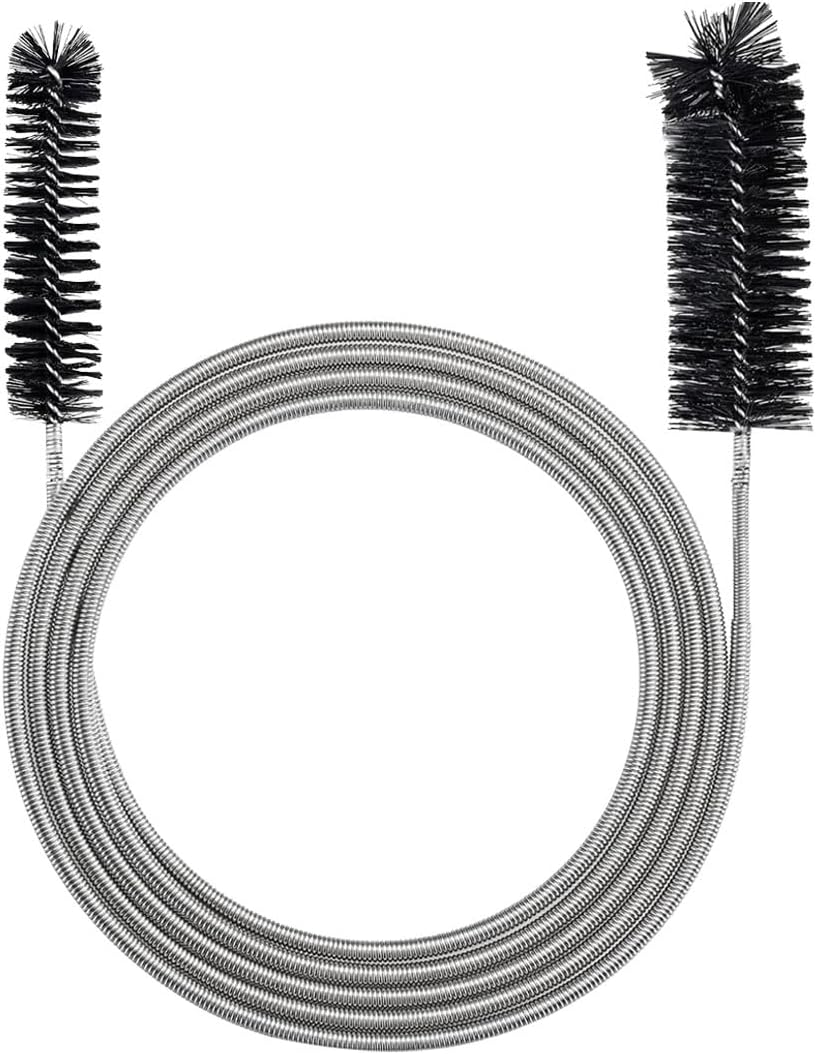 DUSCOKE 78 Inch Flexible Long Drain Brush, Nylon Stainless Steel Flexible Feeding Tube Cleaning Brush, Double Ended Elastic Slim Hose Pipe Brush Auto Sunroof Drain Hole Cleaner for Car Fridge (Black)