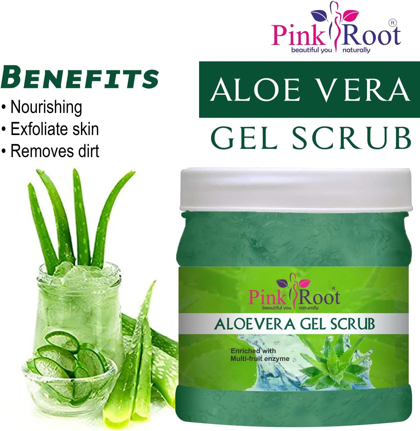 Pink Root Aloe Vera Gel Scrub Enriched with Multi-Fruit Enzyme 500Gm image number 1