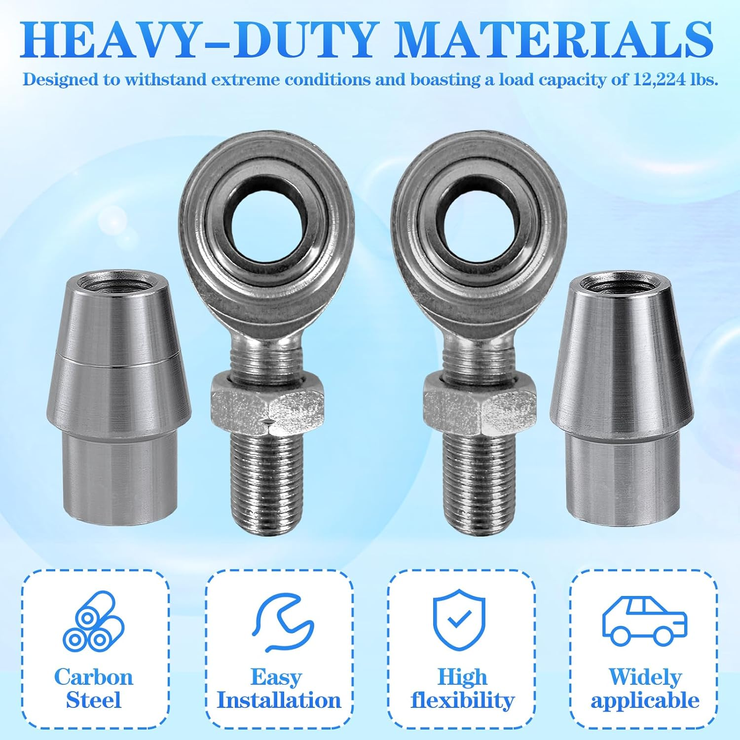 YIFUOK 1/2 X 1/2-20 Heim Joints Rod End Kit Economy with Jam Nuts, Heim Joints Panhard Bar Kit .065 Bungs Rod End Heim Joint LH and Rh(1Set), CM12-XM10 image number 6