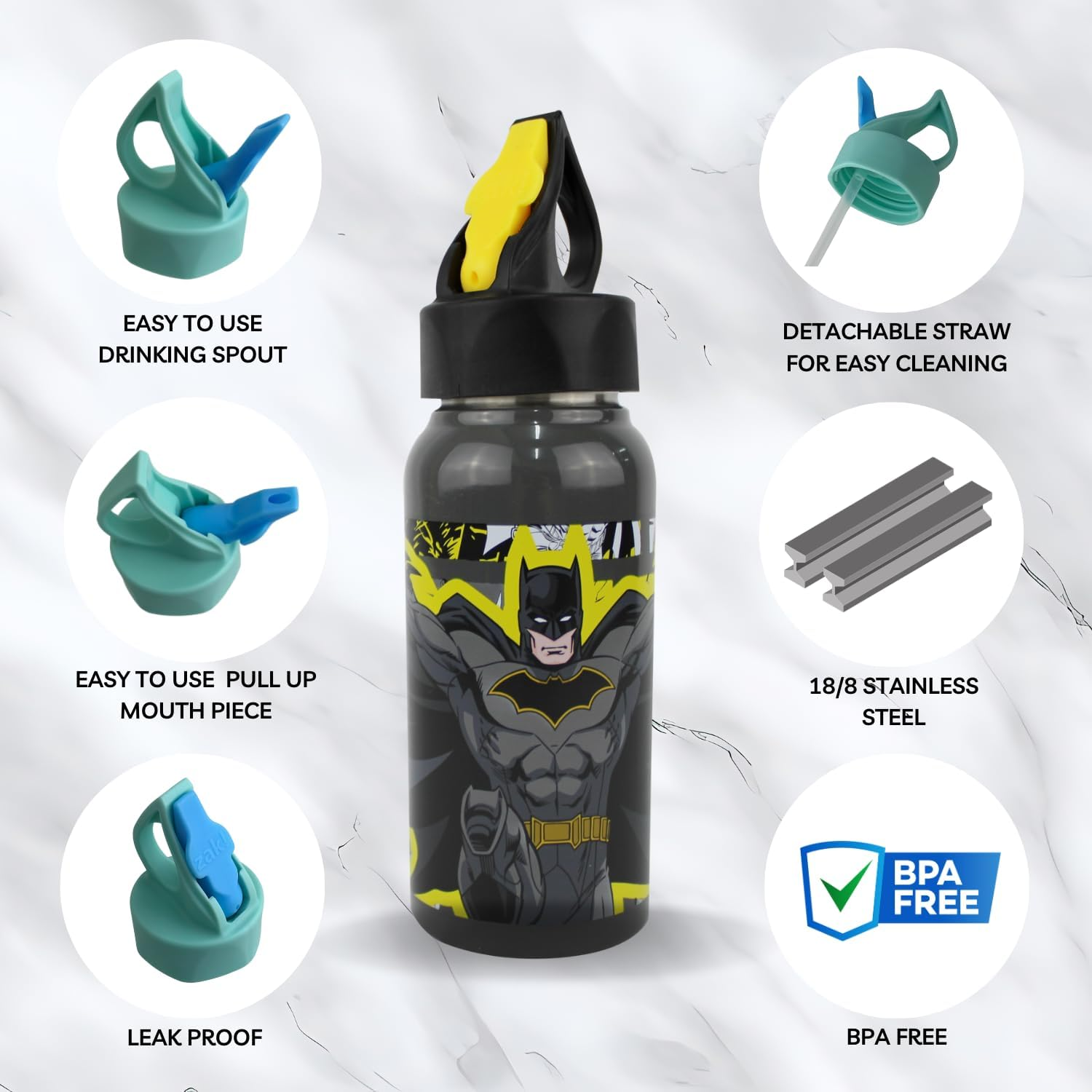 Batman 473Ml Stainless Steel Bottle - 2 Pack