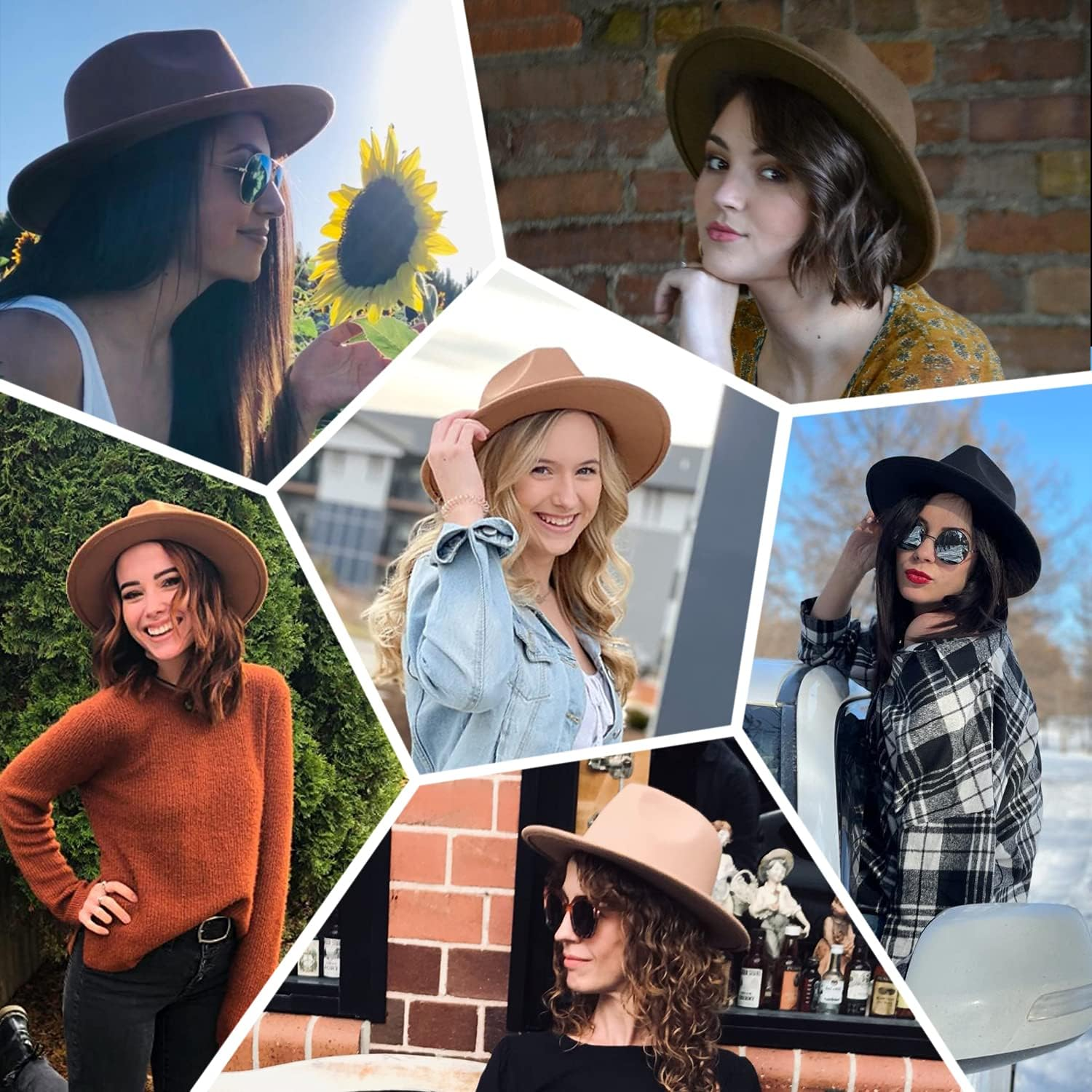 Muryobao Womens Classic Wide Brim Panama Hat Belt Buckle Wool Felt Fedora Hat