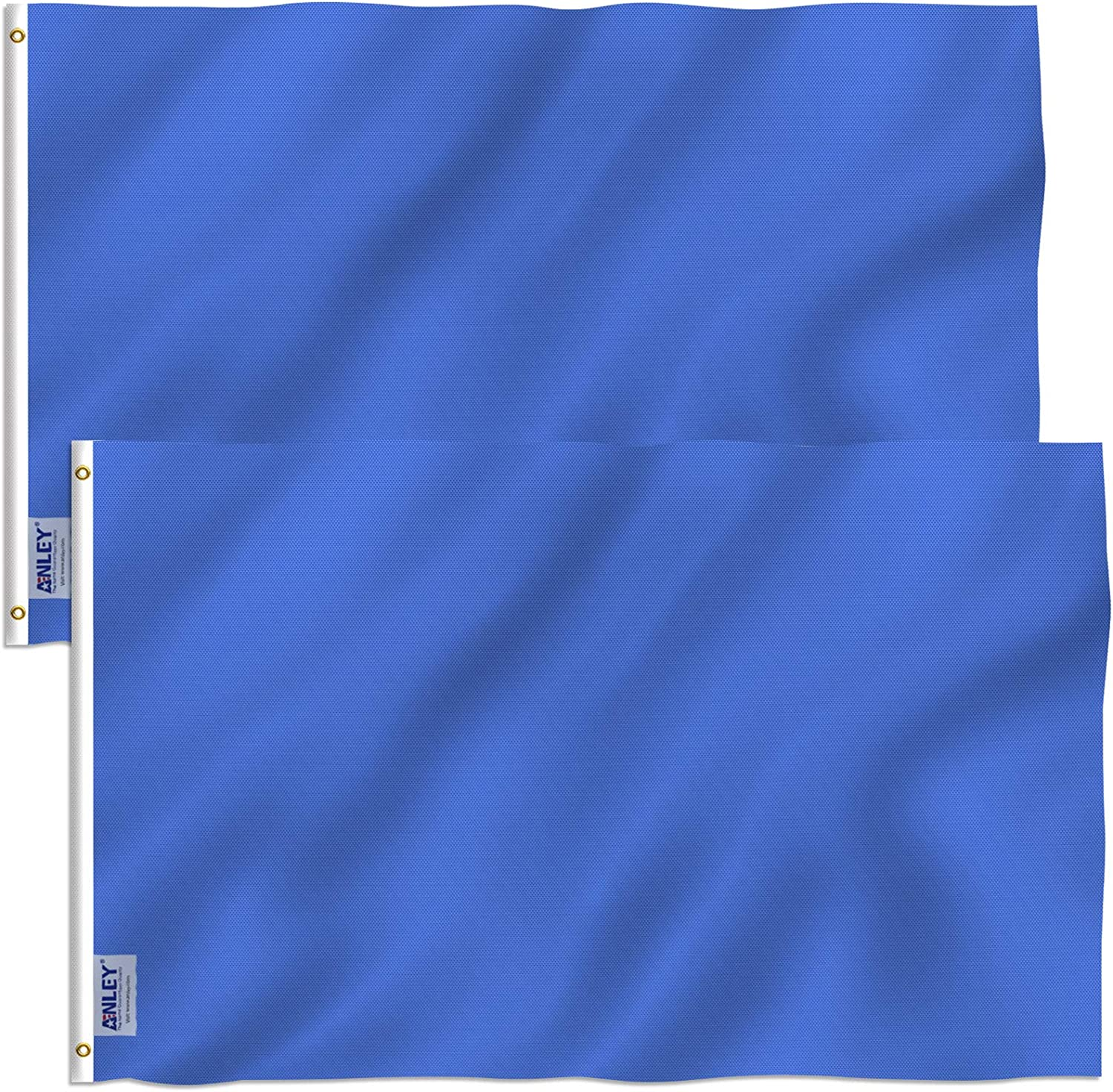 ANLEY Pack of 2 Fly Breeze 3X5 Foot Solid White Flag - Vivid Color and UV Fade Resistant - Canvas Header and Double Stitched - Plain White Flags Polyester with Brass Grommets 3 X 5 Ft