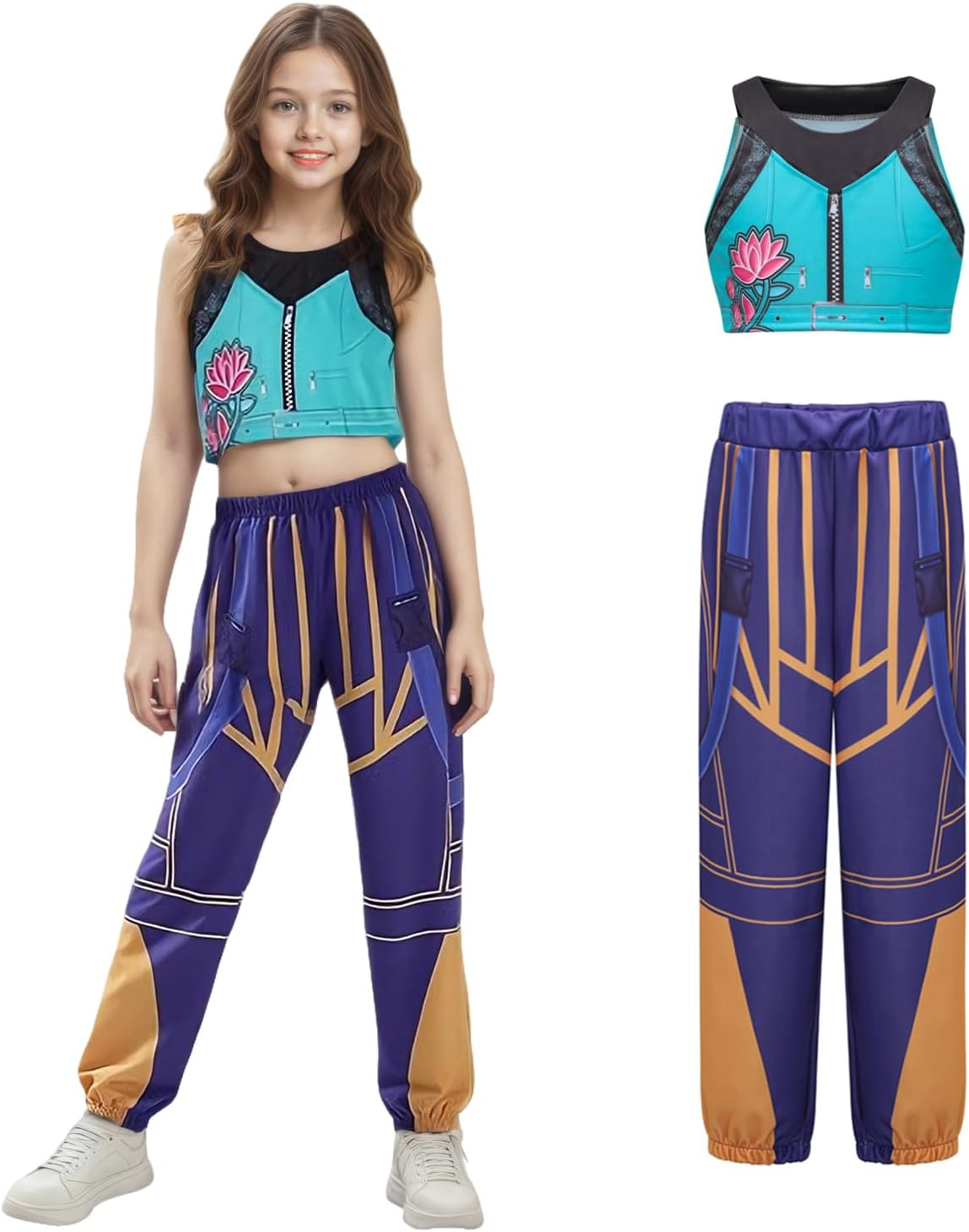 Girls Demon Pop Singer Hunter Costume Stage Outfit Halloween Costumes Singers Leader Cosplay image number 4