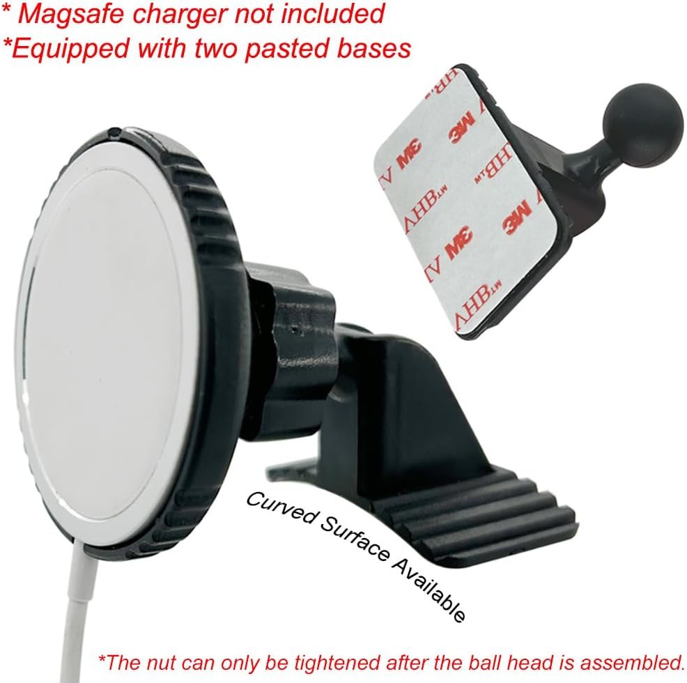 Car Phone Holder, Car Dashboard Adhesive Holder Is Compatible with Apple Mag Safe Mount 15W Wireless Charger Rear Clip, Ensures Good Heat Dissipation (Model a +Model B +Back Clip) image number 6