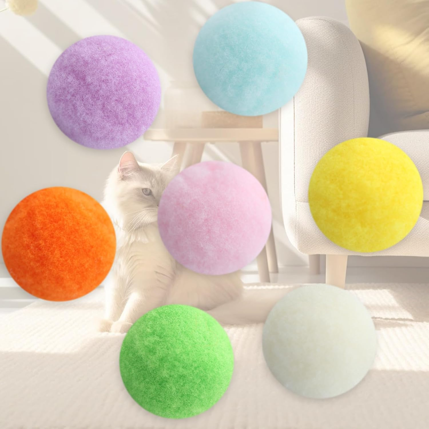 CDRPD Pack of 20 Cat Balls, 3 Cm, Plush Ball, Play Ball, Training Toy, Felt Balls for Cats, Colourful image number 1