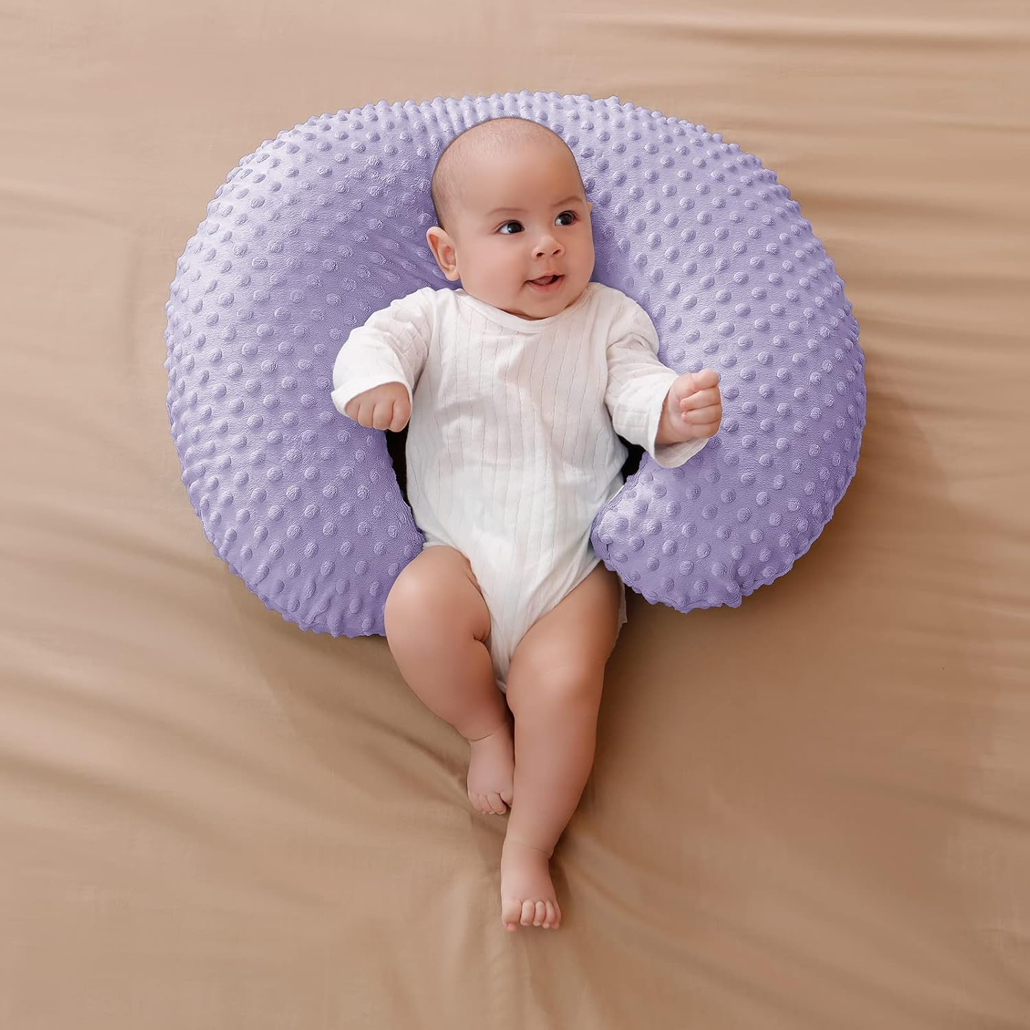 Nursing Pillow and Positioner with Cover for Breastfeeding and Bottle Feeding, Propping Baby, Tummy Time, Baby Sitting Support, Awake-Time Support (Orchid, 22" X 17.7" X 5.9") image number 6