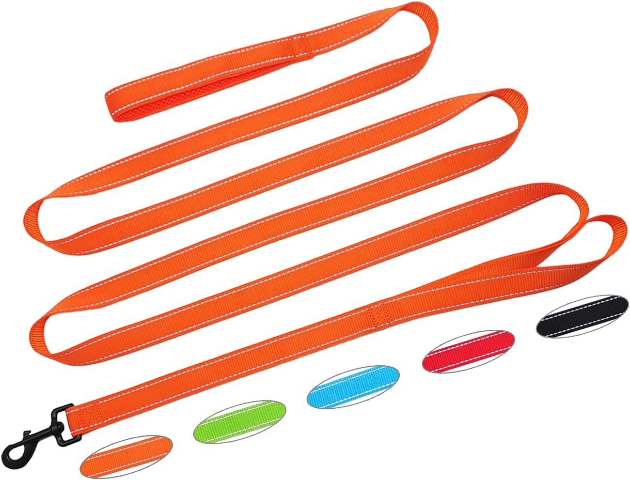 SEPXUFORE 10 FT Traffic Leash with 2 Handle Dog Leash Reflective, Easy Control Training Walking Nylon Two-Double Handle Dog Leash for Large Medium Dogs and Pullers