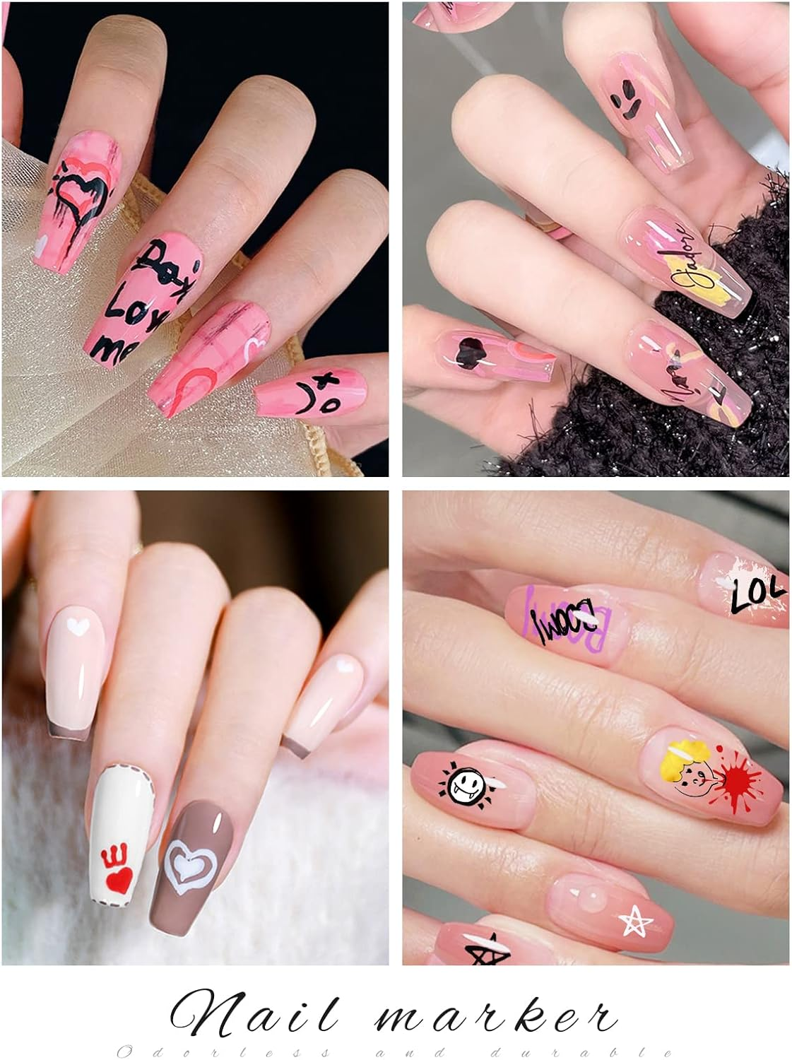 6 Color 3D Nail Art Pens Set, Kalolary Nail Point Graffiti Dotting Pen Drawing Painting Liner Brush for DIY Nail Art Beauty Adorn Manicure Tools (A) image number 5