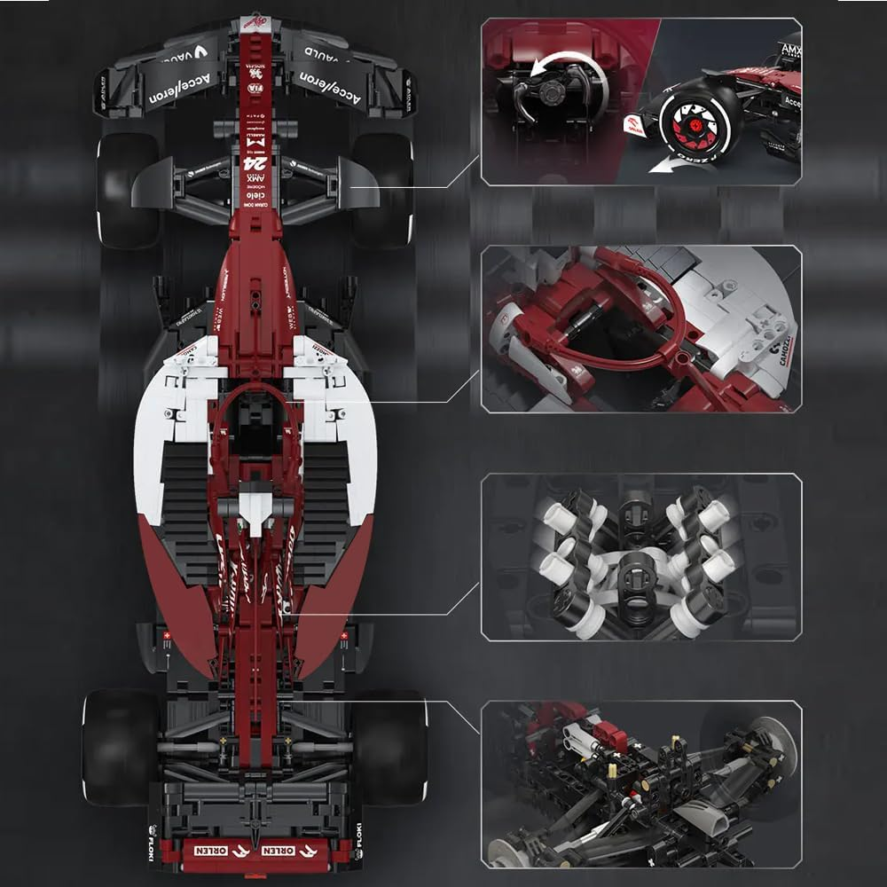 Cada Alfa Romeo F1 ORLEN C42 Car 1:8 Brick Model 1868Pcs C64005W Racing Building Block Set, 1:8 Official Scale, Stimulating Build for Adults and Kids image number 5