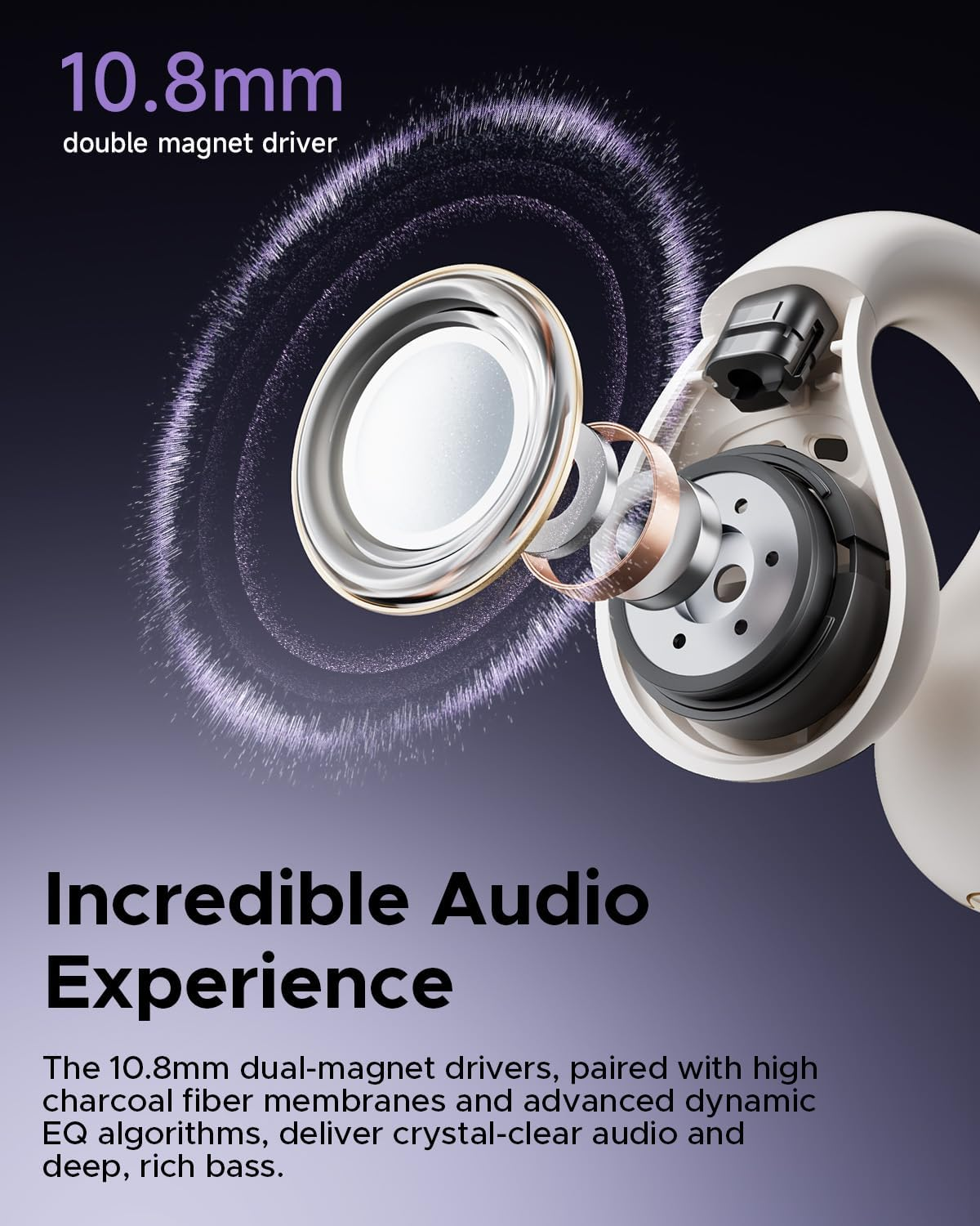 TRUEFREE B1 Open Ear Wireless Earbuds，Clip on Bluetooth 5.4 Headphones with Dynamic Bass, 4 Mics for Clear Calls, Dual Connection, Lightweight & Secure Fit, Ideal for Sports & Workouts, APP Control image number 6