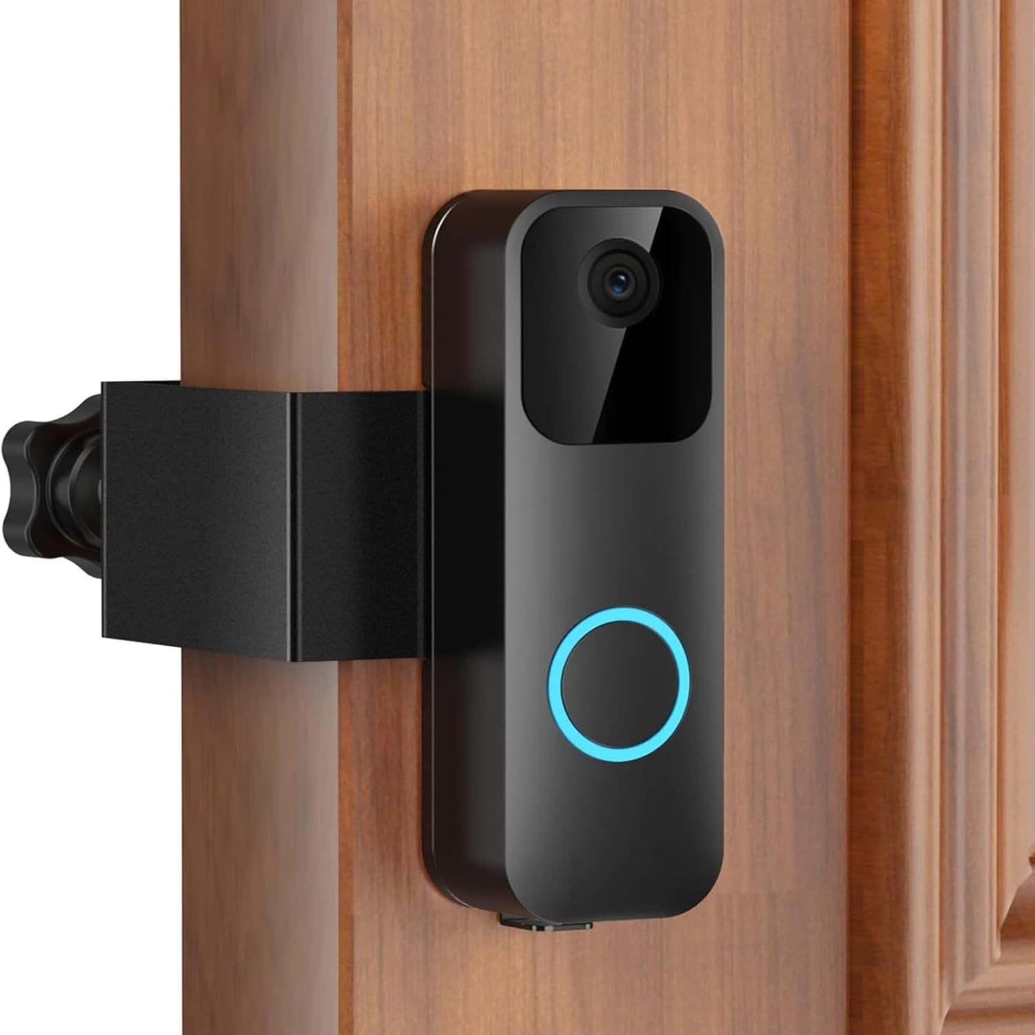 Anti-Theft Blink Video Doorbell Door Mount, No Drilling Stainless & Aluminum Video Camera Doorbell Mount for Apartment Renters Home Office Room - Doorbell Not Included (Black) image number 6