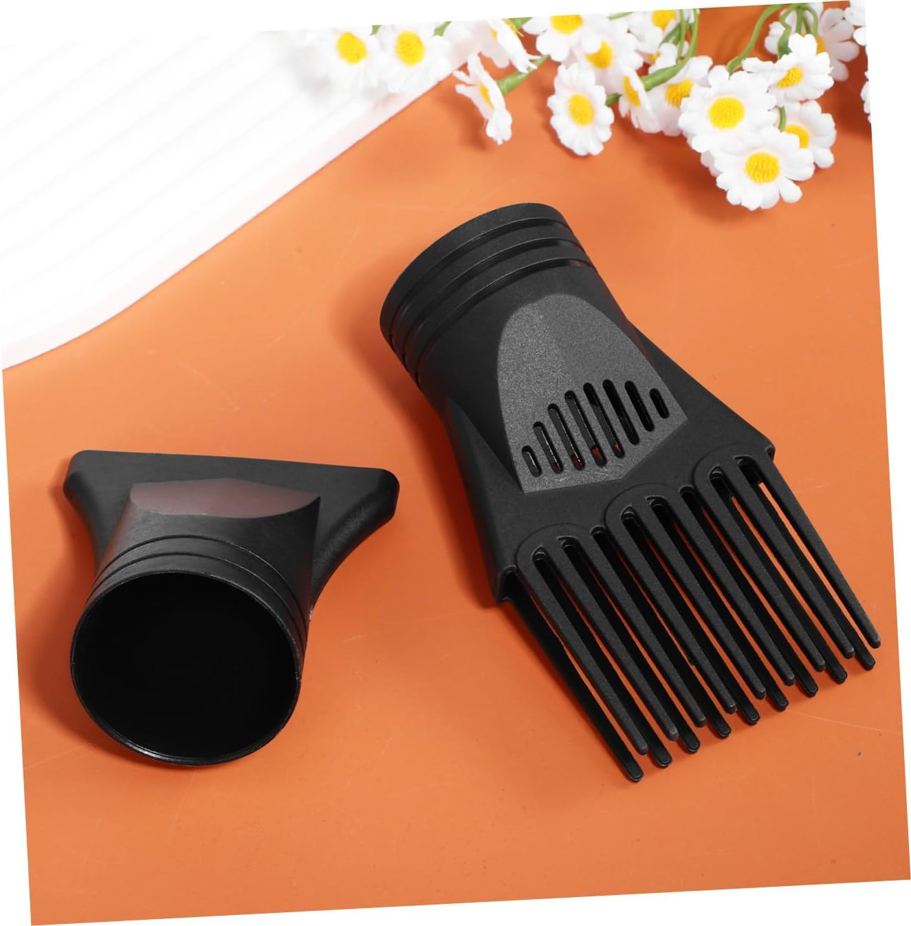 Healeved 2-Piece Professional Plastic Hair Dryer Nozzle Diffuser Set Comb and Long Flat Nozzle Attachment for Universal Hairdryers for Smoothing and Detangling Hair image number 3