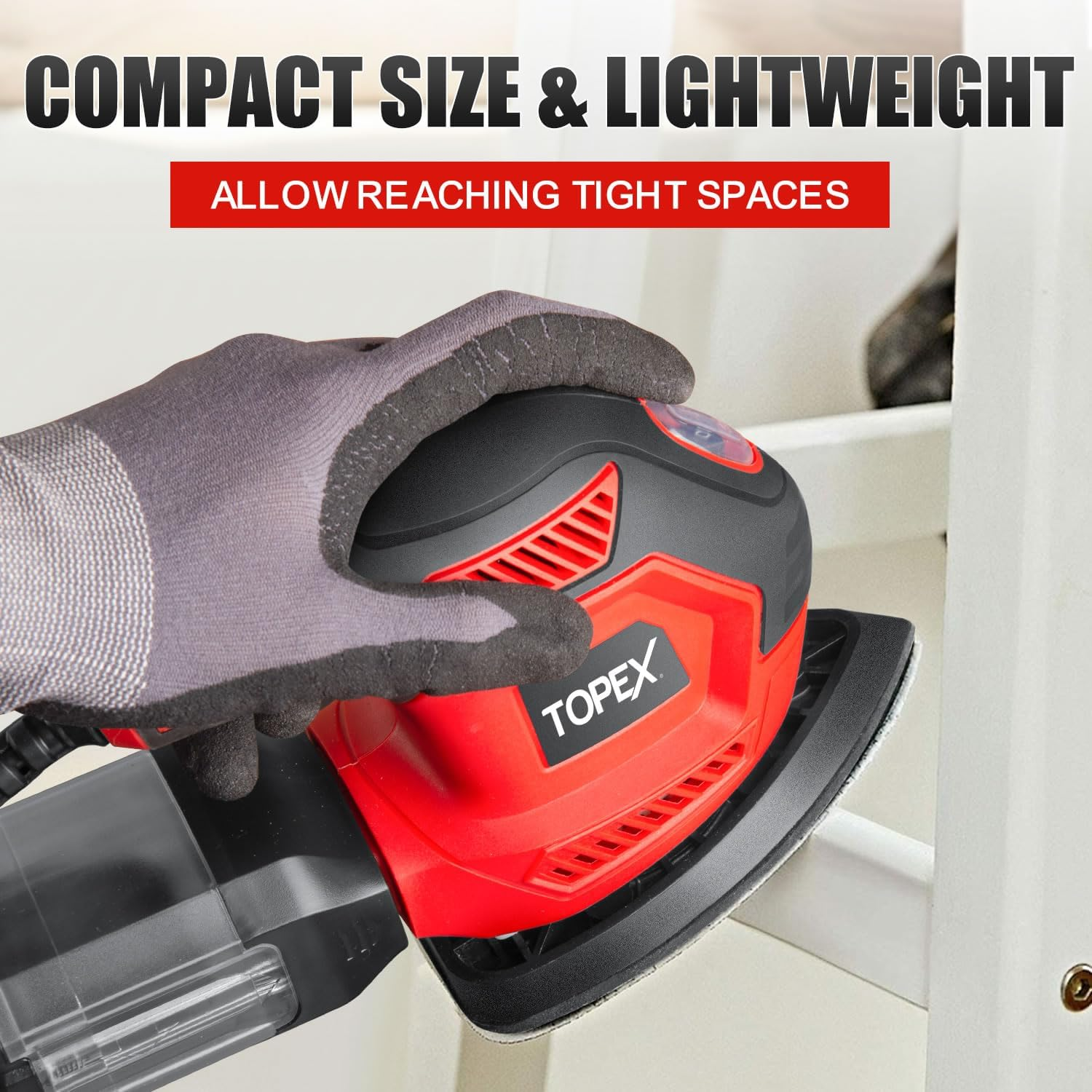 Topex 200W Electric Detail Sander Power Detail Sander Electric Sander Handheld Sanding Machine Small Triangular Palm Sander for Home Decoration Furniture Finishing with Sandpaper & Dust Box image number 3