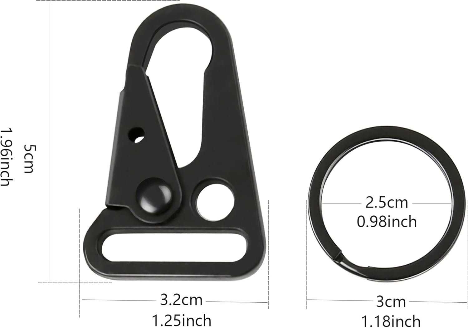 Vagocom 12 Sets Tactical Snap Hooks, 1" Small Keychain Clip with Metal Key Ring for Molle Bags,Paracord Bracelets,Use for Camping,Hiking,Traveling,Outdoor Activity image number 1