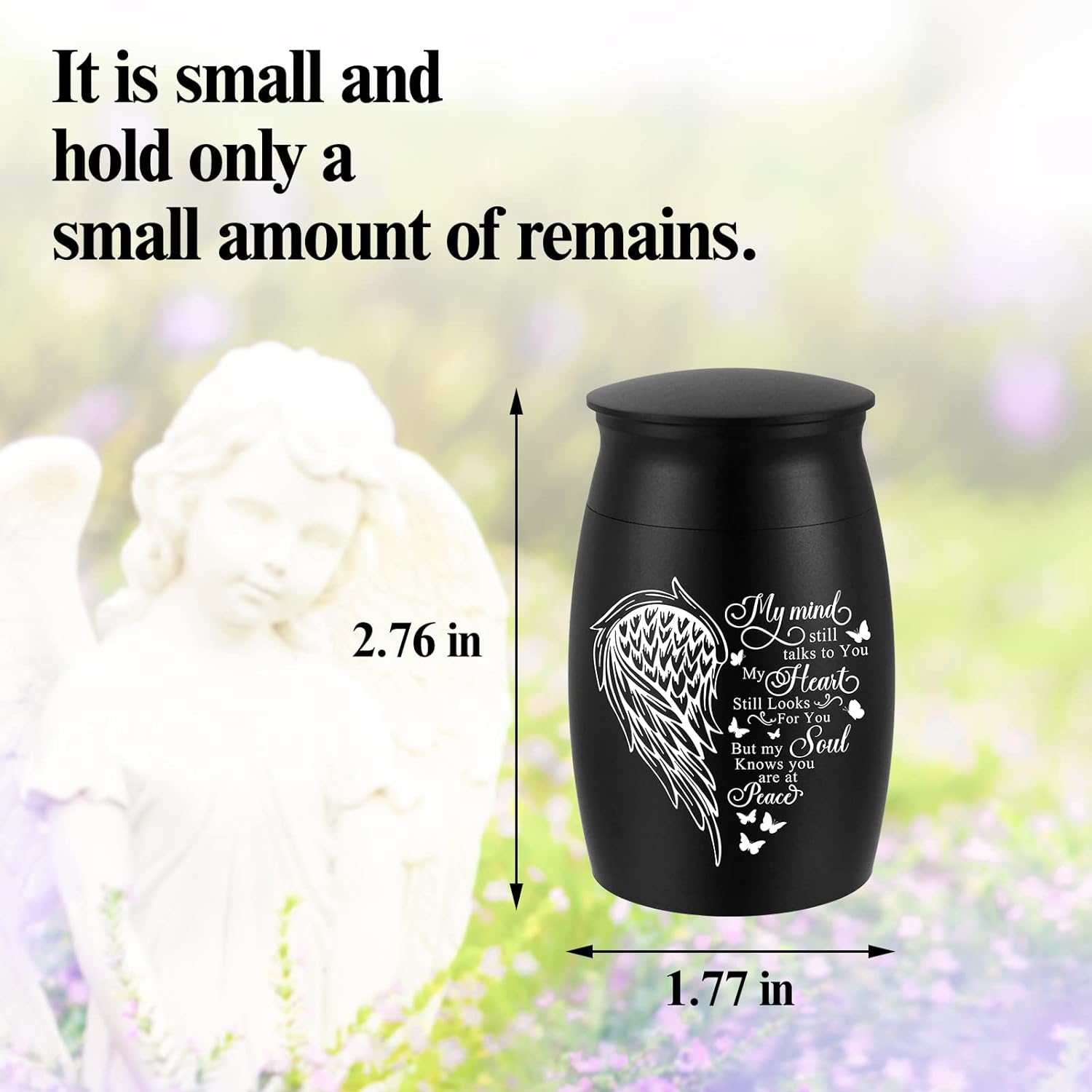 Small Urns for Human Ashes Aluminum Mini Urn for Ashes Wing Small Cremation Urn Memorial Keepsake Ash Holder-My Mind image number 5