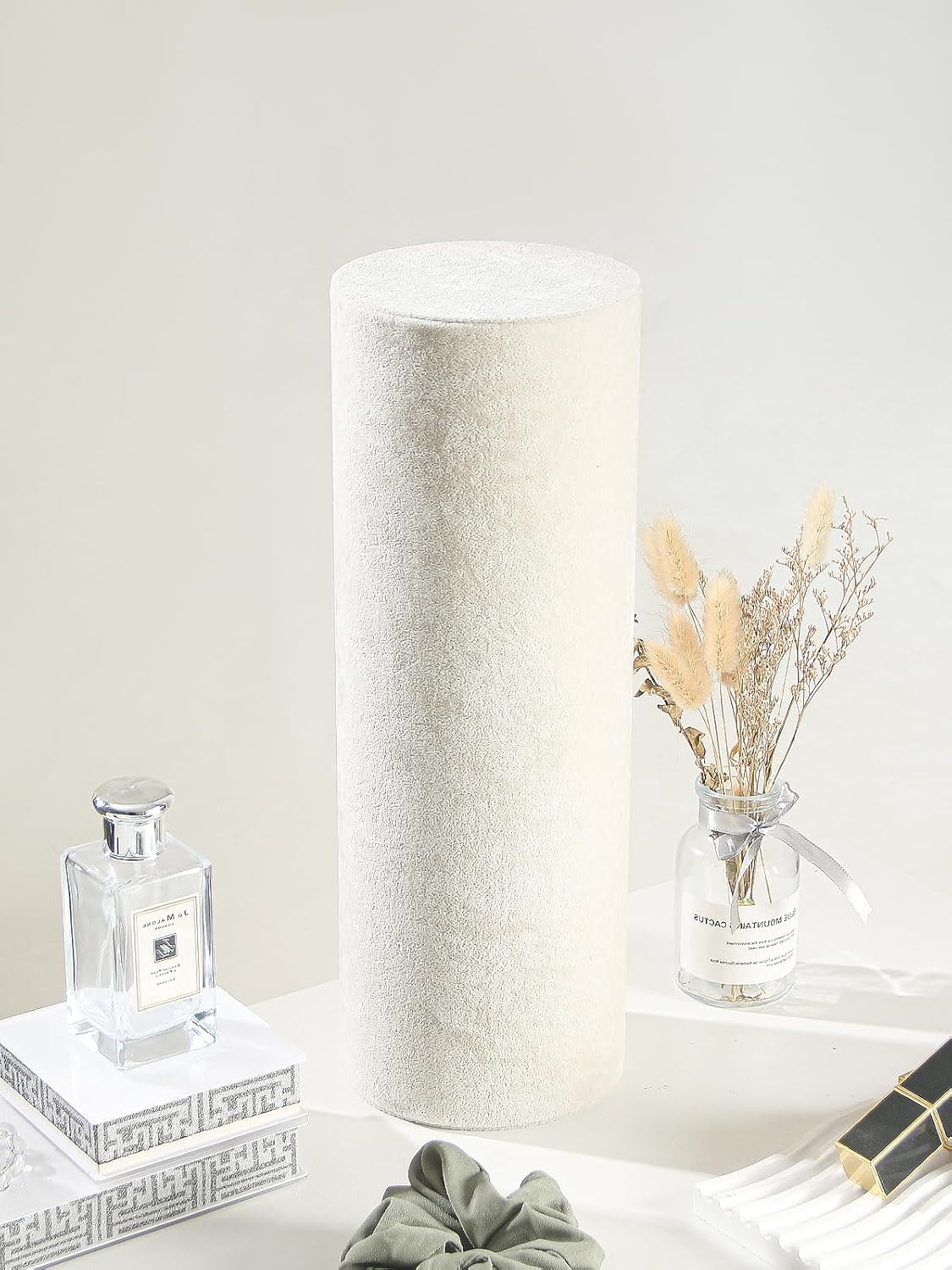 Coward Vertical Beige Headband Holder Organizer, Headband Organizer Display Stand,Hairband Storage Tower for Women Girls (Beige Velvet) image number 4