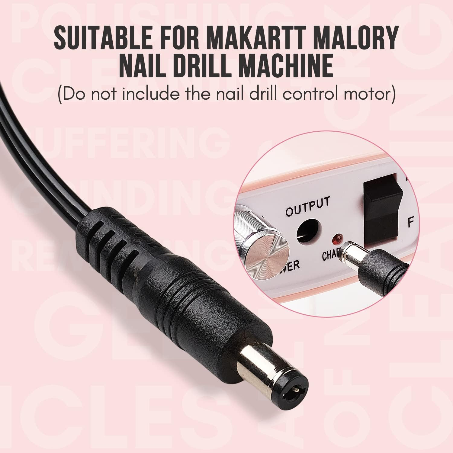 Makartt Nail Drill Handpiece for Malory, 30000RPM Rechargeable Electric File Machine Replacement for Manicure Art Tool, Professional Gel Polish Acrylic Powder Remover image number 5