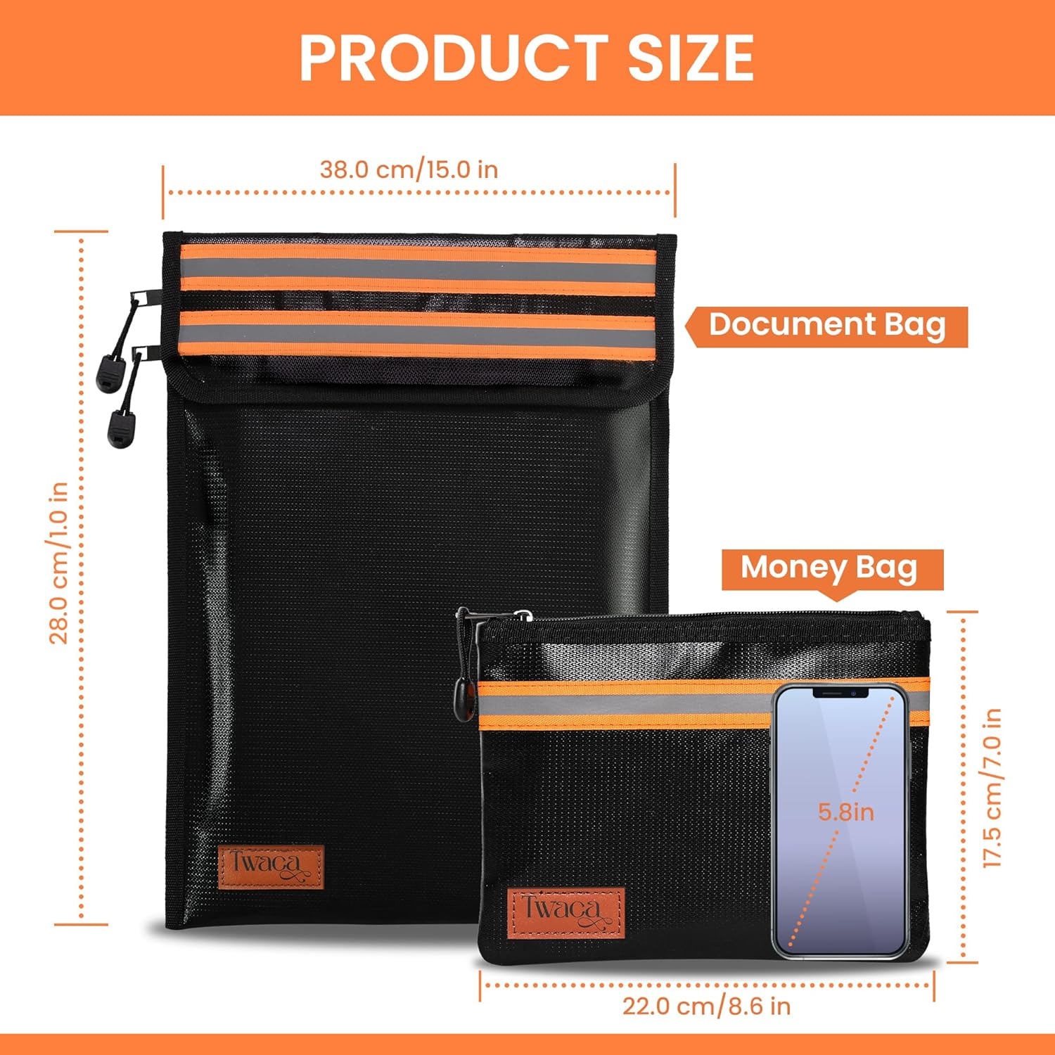 100% Aussie Owned - Twaca- Fireproof Document Bag and Money Bag Combo, Fire Protection for Legal Documents Jewelry, Firesafe Envelope for Money, Passport and Cards image number 4