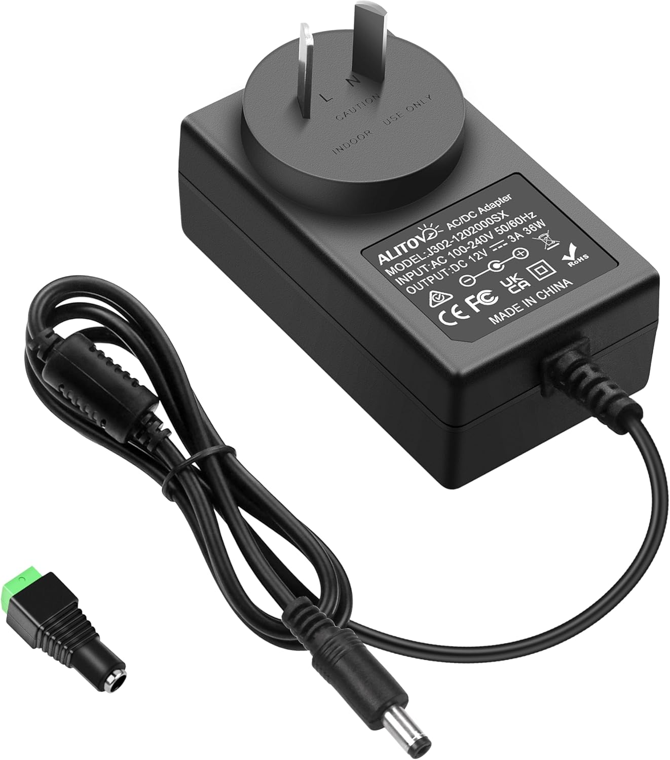 ALITOVE 12V 3A Power Supply Adapter 220~240V AC to DC 12 Volt 3 Amp 36W Converter 12 Vdc 3000Ma 2.2A 2.4A 2.5A 2.8A Available 5.5Mm X 2.5Mm 2.1Mm for LED Strip Light CCTV Security Camera Router image number 2
