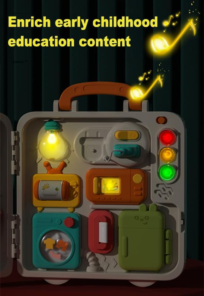 Busy Board Montessori Toys for Toddler 1-3, Learning Sensory Toddler Toys,Music/ Light/Colour/Touch Sensing Activity Board Educational Toy Early Learning Toy Boys/Girls image number 2