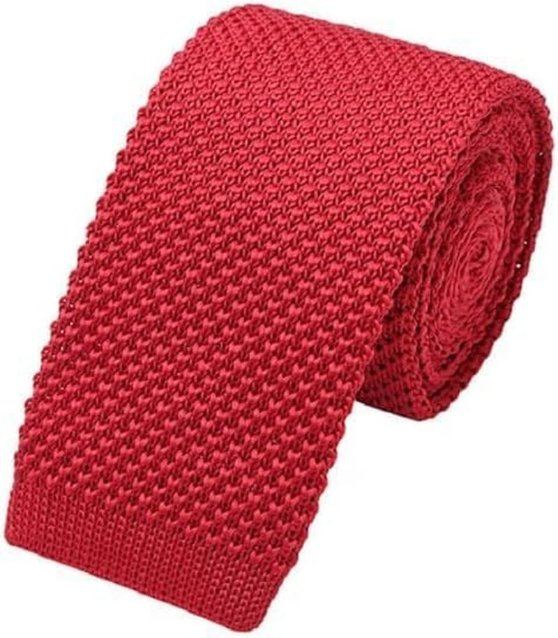 Men'S Solid Color Knit Tie Skinny Formal Flat-End Smart Sock Neckties