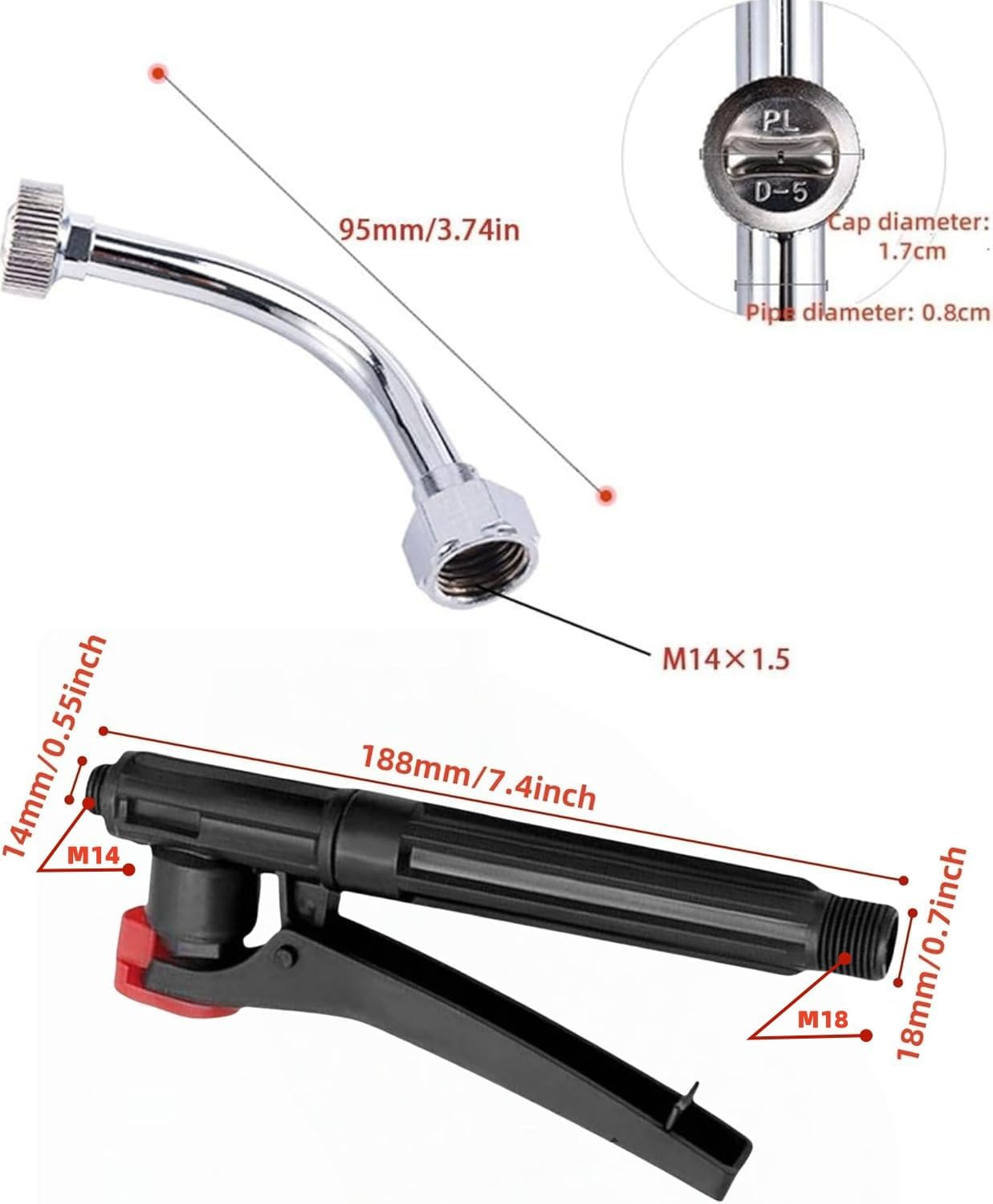 Agricultural Spray Nozzles Fan-Shaped High-Pressure Atomization (1 Nozzles) |Sprayer Trigger Handle | Sprayer Trigger Replacement for Garden & Agriculture Watering Irrigation(2-Pack) image number 4
