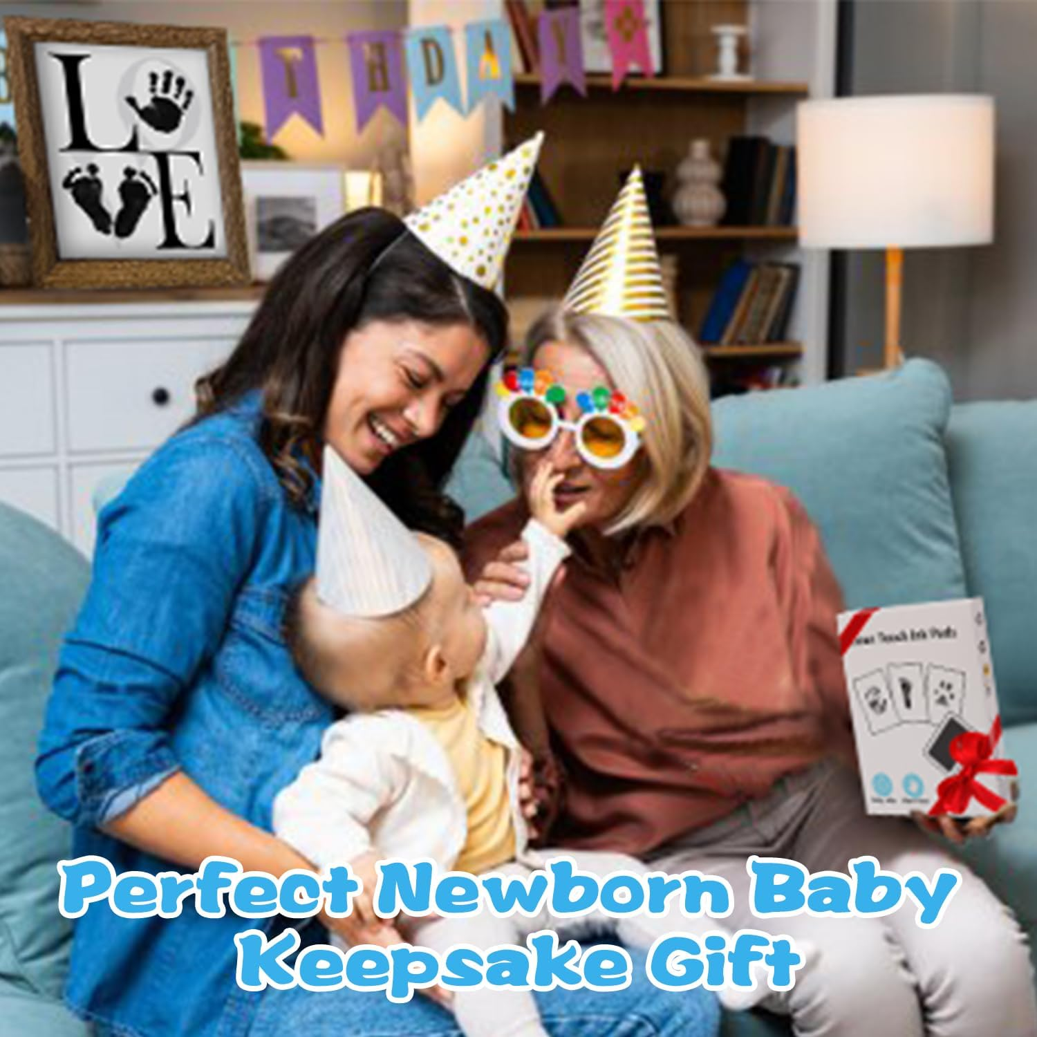 Hiumotan XL Size 6-Pack Imprint Cards & 2 Baby Handprint Ink Pads with Clean-Touch，Baby Inkless Hand and Footprint Kit,Baby Hand and Footprint Kit，Baby Footprint Kit，Baby Shower Gifts,Paw Print Kit,Newborn Essentials image number 2