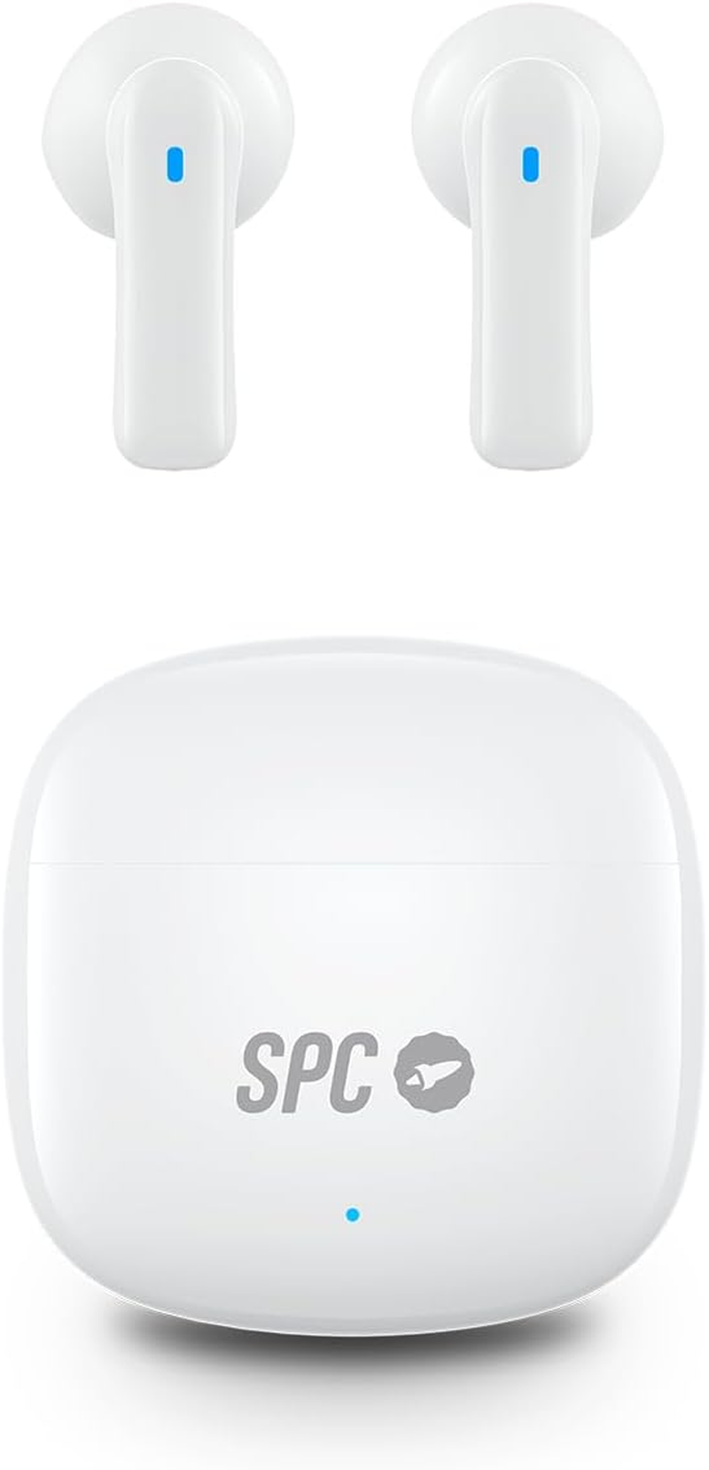 SPC Zion 2 Play Bluetooth Headphones In-Ear with 28 Hours Battery Life on Multiple Charging, Ultra Compact, Hands-Free Calling, Voice Assistant and Very Small USB-C Charging Case - White image number 1