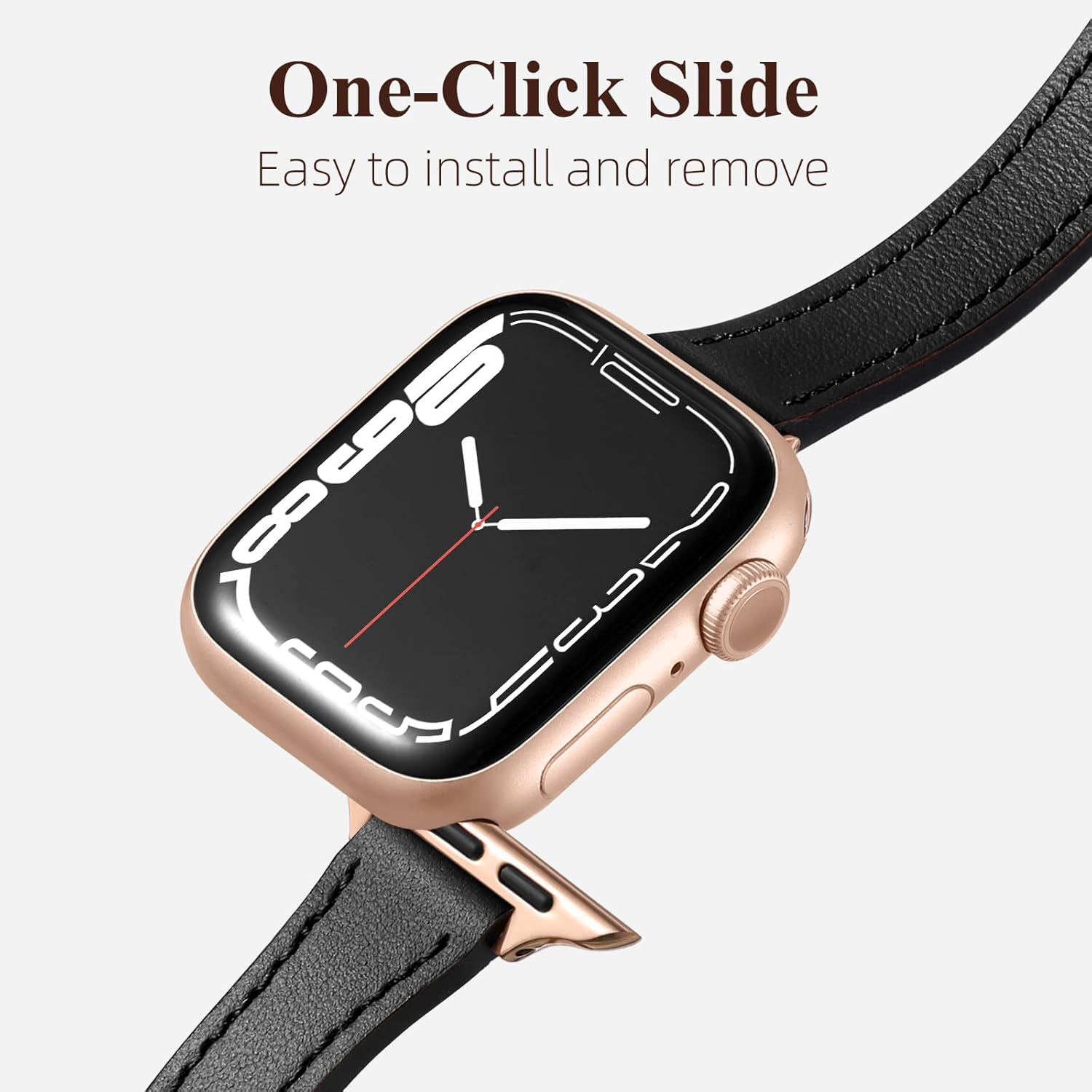 WJK Slim Leather Band Compatible with Apple Watch Series 11 10 9 8 7 6 5 4 3 2 1 SE and Iwatch 38Mm 40Mm 41Mm 42Mm Women, Top Grain Genuine Leather Thin Replacement Strap for Apple Watch, Multi Colors - Brown/Starlight image number 7