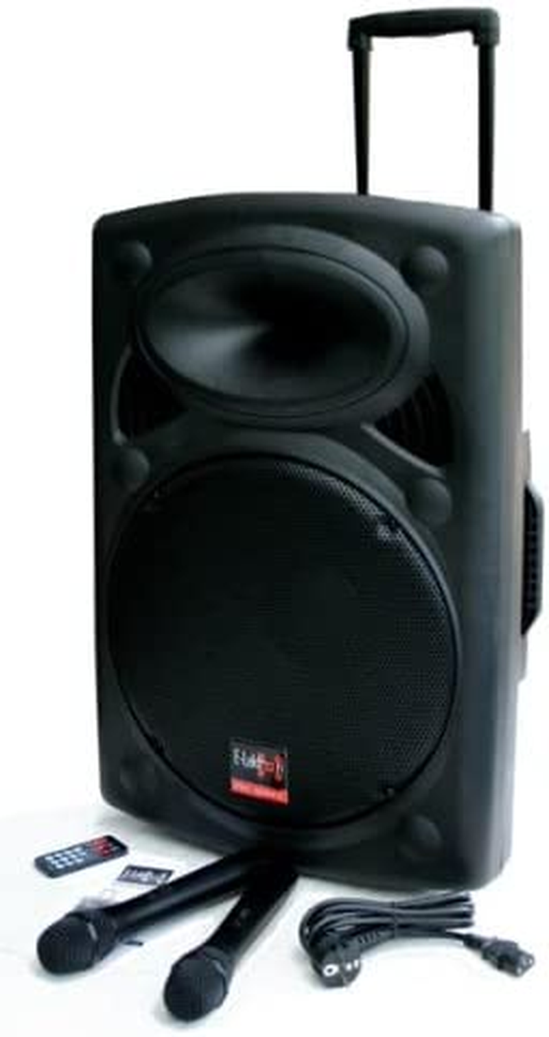E-Lektron EL30-M 12 Inch Mobile PA Sound System Bluetooth Battery Recoding MP3 USB SD Incl. 2 Wireless Microphones 700W Karaoke Sound System with Stand image number 2