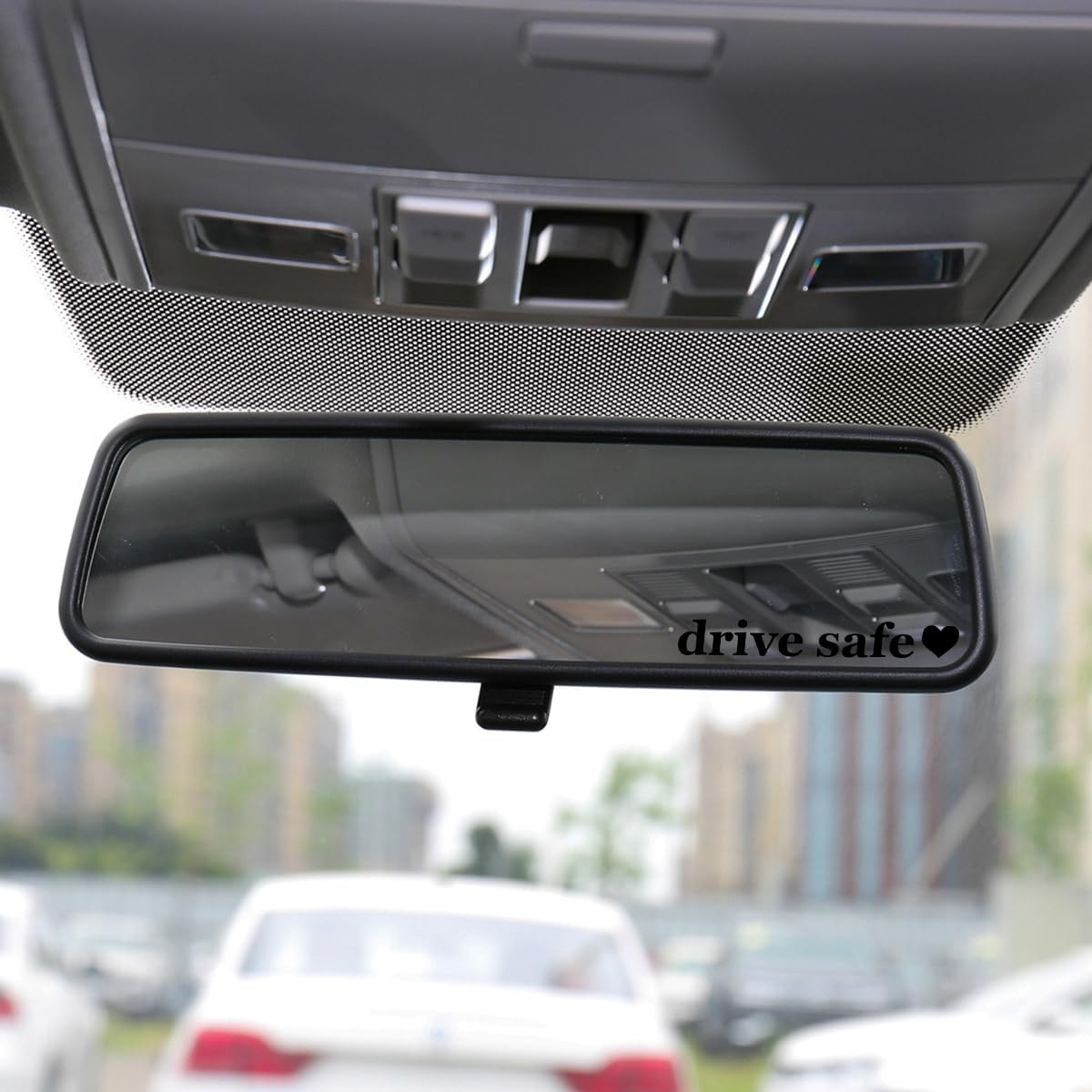 BELOMI Drive Safe Heart Mirror Decal, 3 PCS Car Rearview Mirror Window Windshield Letter Sticker, Funny Cute Reflective Sticker for Girlfriend Relationship Boyfriend, Car Accessories (Black) image number 4