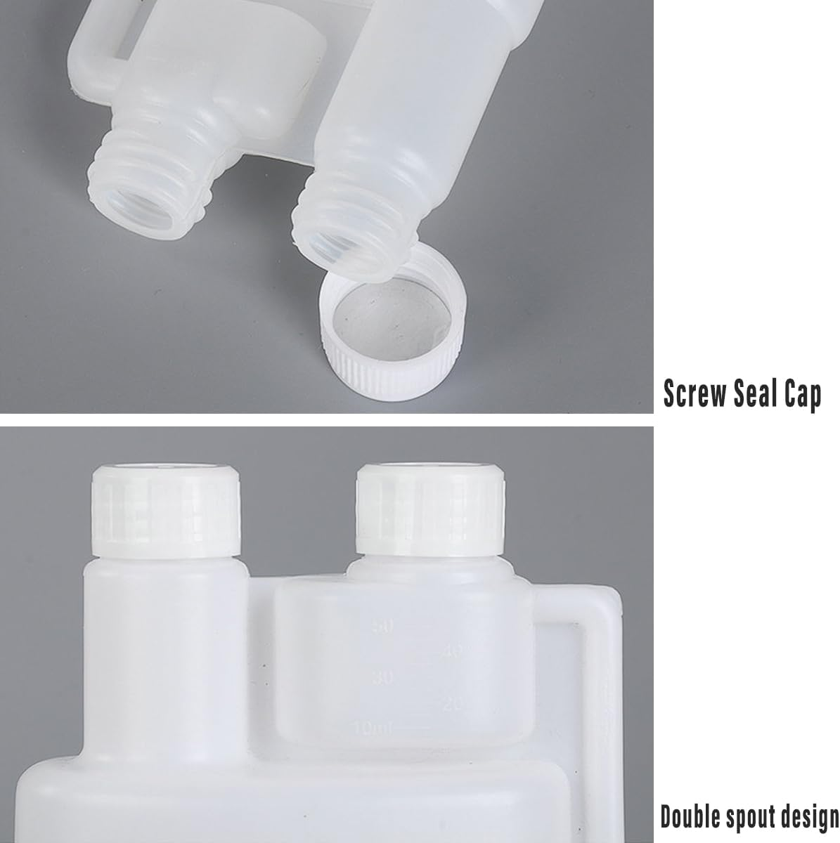 AIMALL Twin Chamber Plastic Bottle, Chemical Liquid Containers with Tamper Evident Caps, Durable PE, 8.5-33.8 Oz Sizes, for Chemical Liquids Storage image number 1