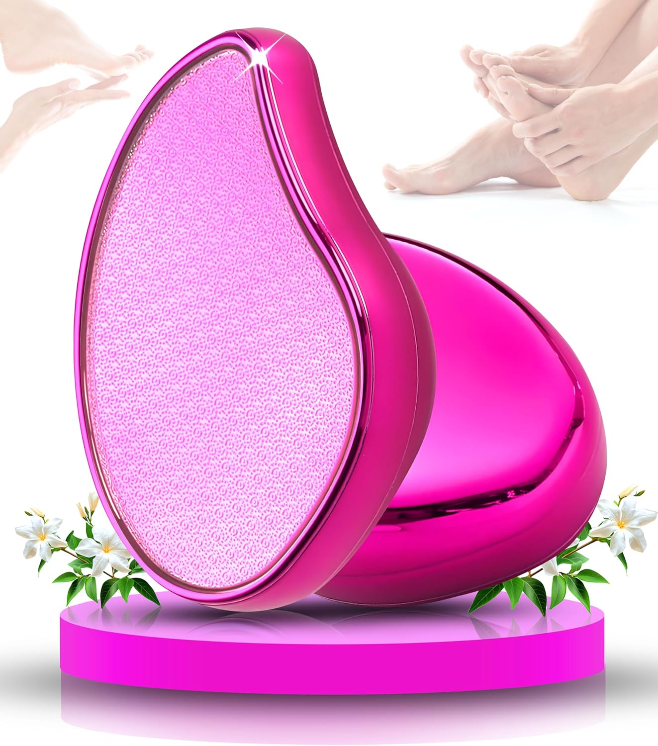 Glass Foot File Callus Remover- Heel Scraper & in Shower Foot Scrubber Dead Skin Remover - Pedicure Foot Buffer for Soft Feet, Nano Glass Foot File for Foot Spa, Home Salon (Pink)